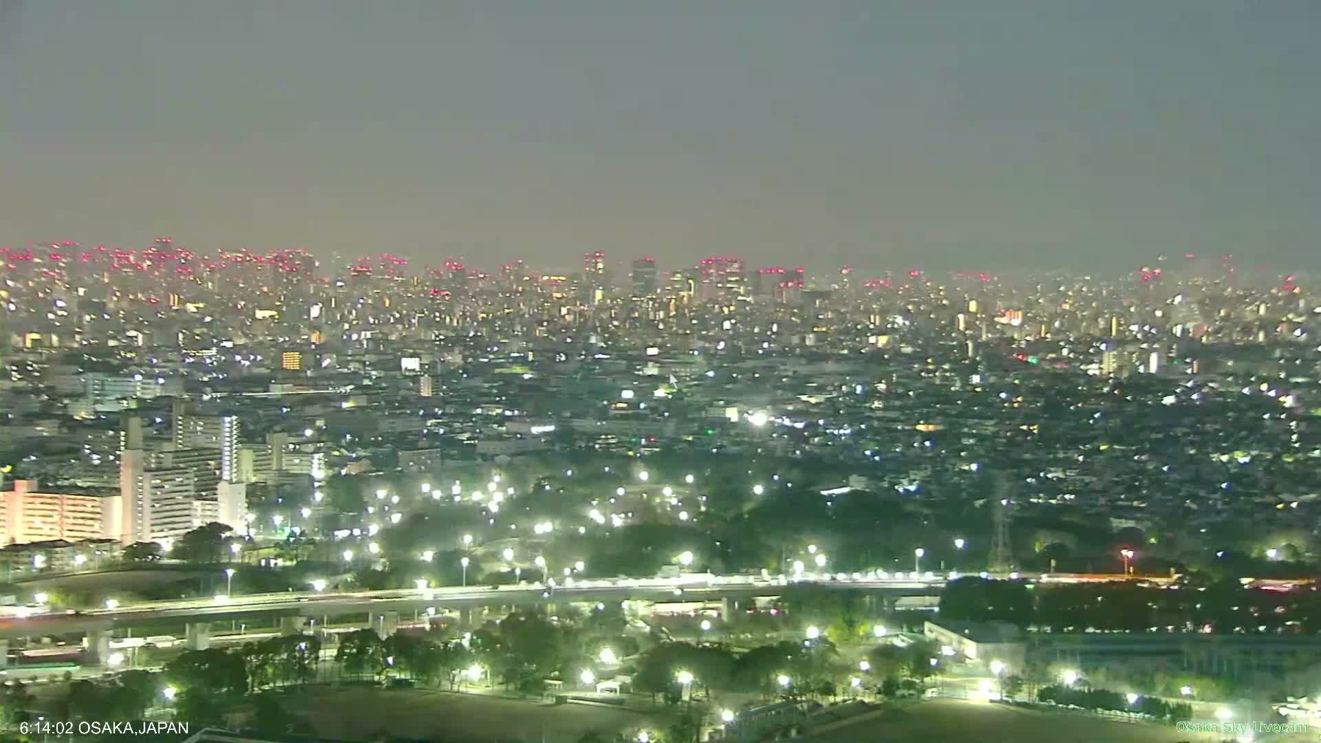 Osaka Metropolitan Area Panaromic View  from Yao Skyline Live Cam -Ryugecho, Yao, Osaka, Kansai, Honshu, Japan