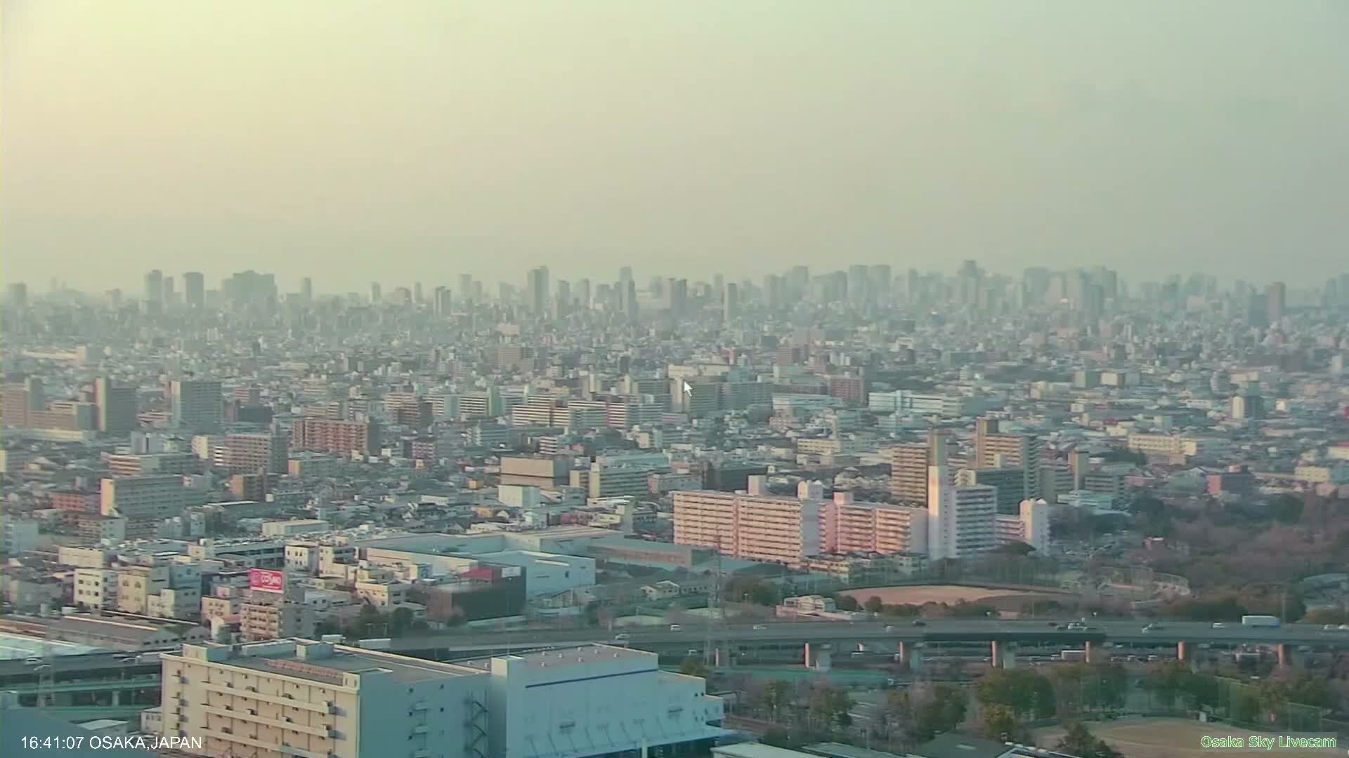 Osaka Metropolitan Area Panaromic View  from Yao Skyline Live Cam -Ryugecho, Yao, Osaka, Kansai, Honshu, Japan