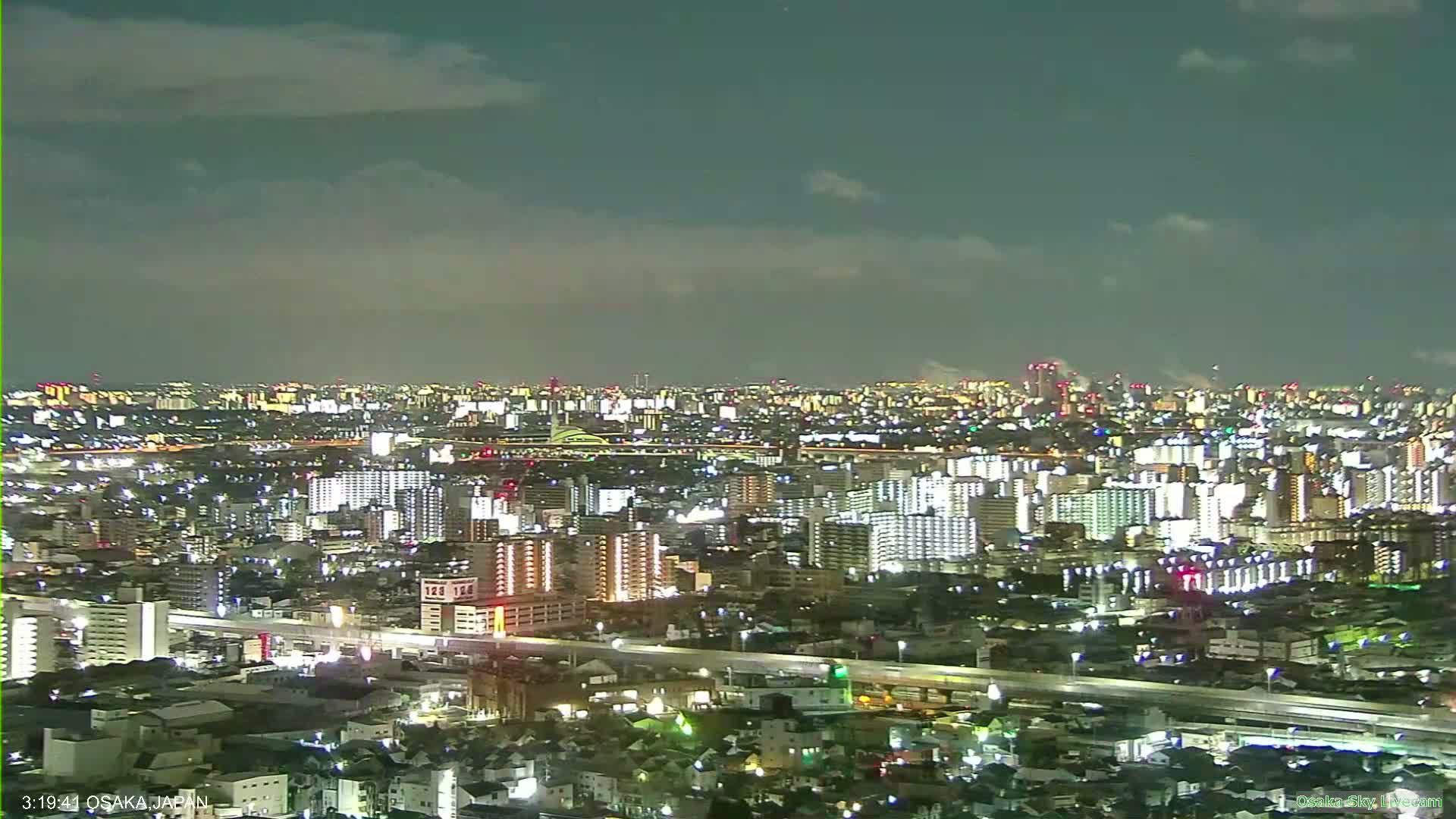 Osaka Metropolitan Area Panaromic View  from Yao Skyline Live Cam -Ryugecho, Yao, Osaka, Kansai, Honshu, Japan