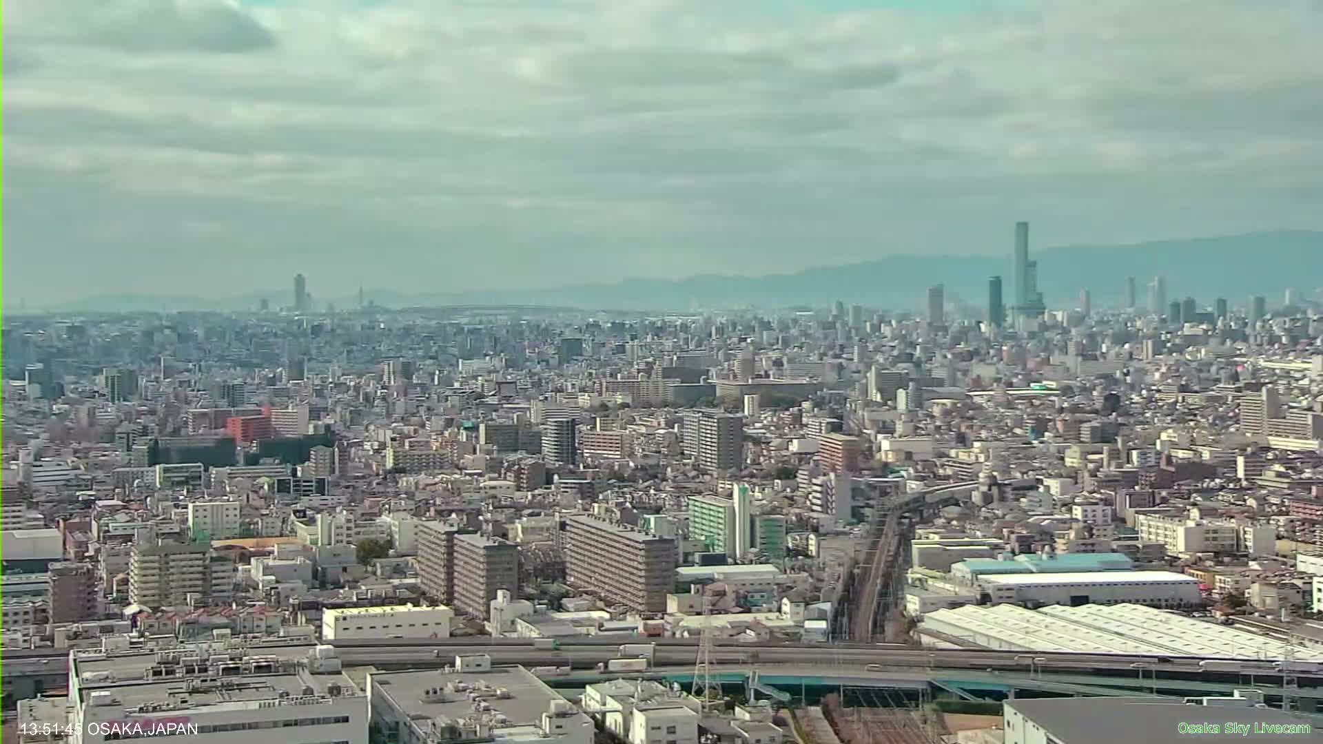 Osaka Metropolitan Area Panaromic View  from Yao Skyline Live Cam -Ryugecho, Yao, Osaka, Kansai, Honshu, Japan