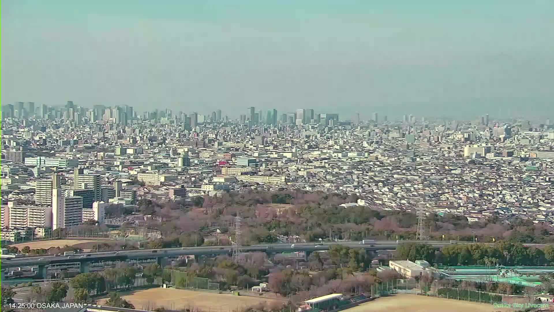 Osaka Metropolitan Area Panaromic View  from Yao Skyline Live Cam -Ryugecho, Yao, Osaka, Kansai, Honshu, Japan