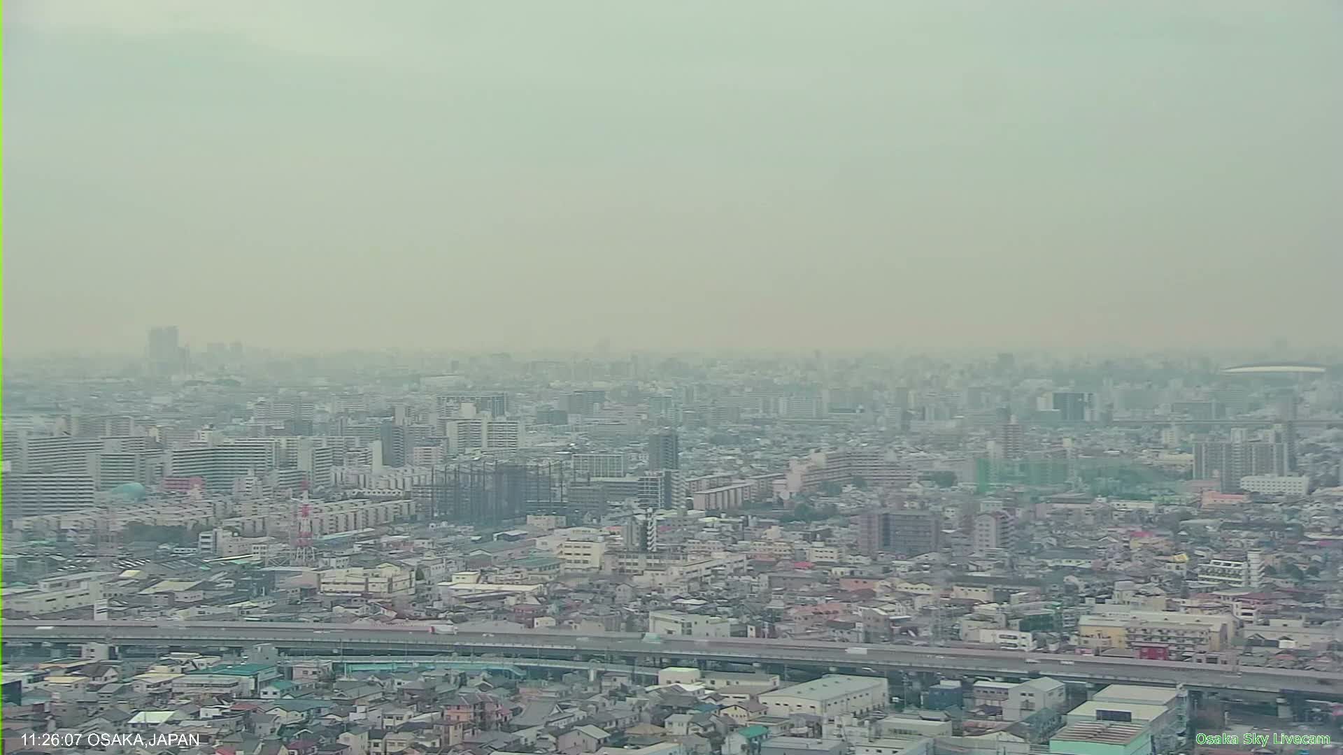 Osaka Metropolitan Area Panaromic View  from Yao Skyline Live Cam -Ryugecho, Yao, Osaka, Kansai, Honshu, Japan