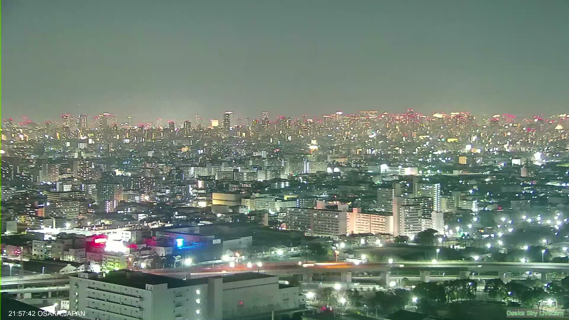 Osaka Metropolitan Area Panaromic View  from Yao Skyline Live Cam -Ryugecho, Yao, Osaka, Kansai, Honshu, Japan