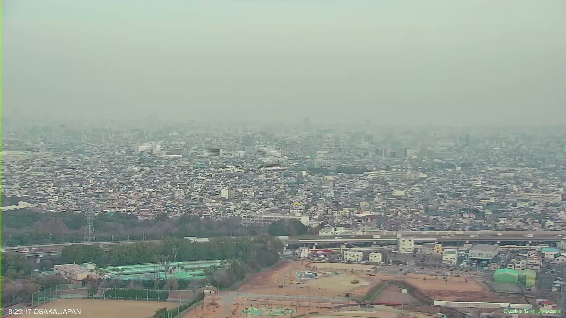 Osaka Metropolitan Area Panaromic View  from Yao Skyline Live Cam -Ryugecho, Yao, Osaka, Kansai, Honshu, Japan