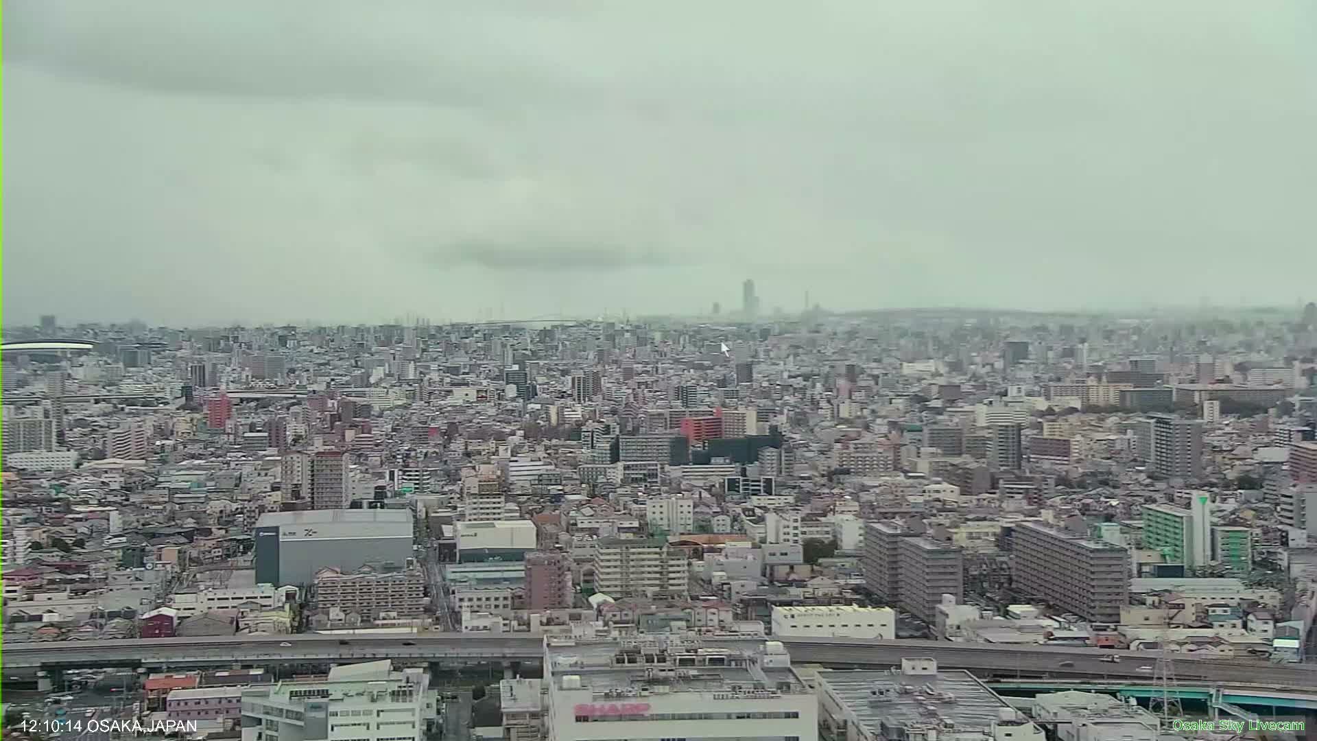 Osaka Metropolitan Area Panaromic View  from Yao Skyline Live Cam -Ryugecho, Yao, Osaka, Kansai, Honshu, Japan