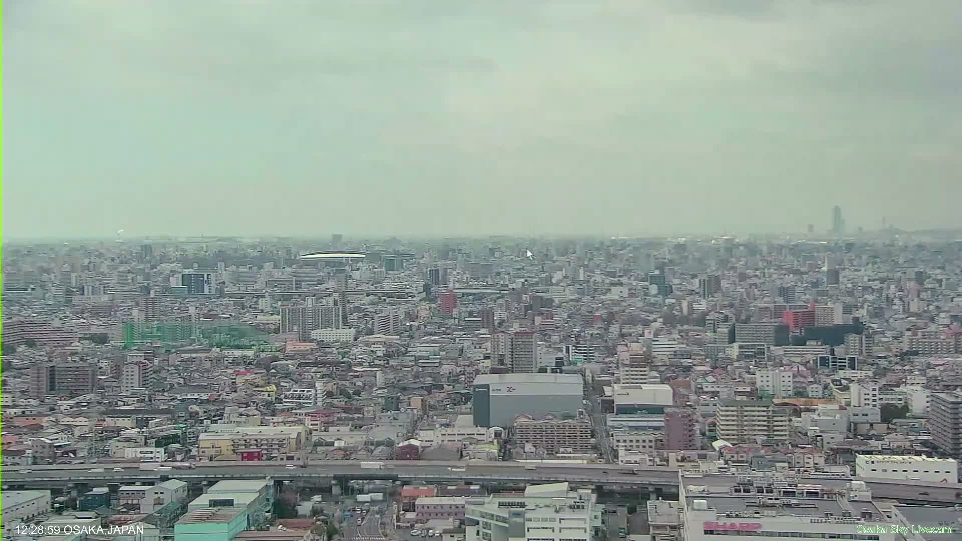 Osaka Metropolitan Area Panaromic View  from Yao Skyline Live Cam -Ryugecho, Yao, Osaka, Kansai, Honshu, Japan