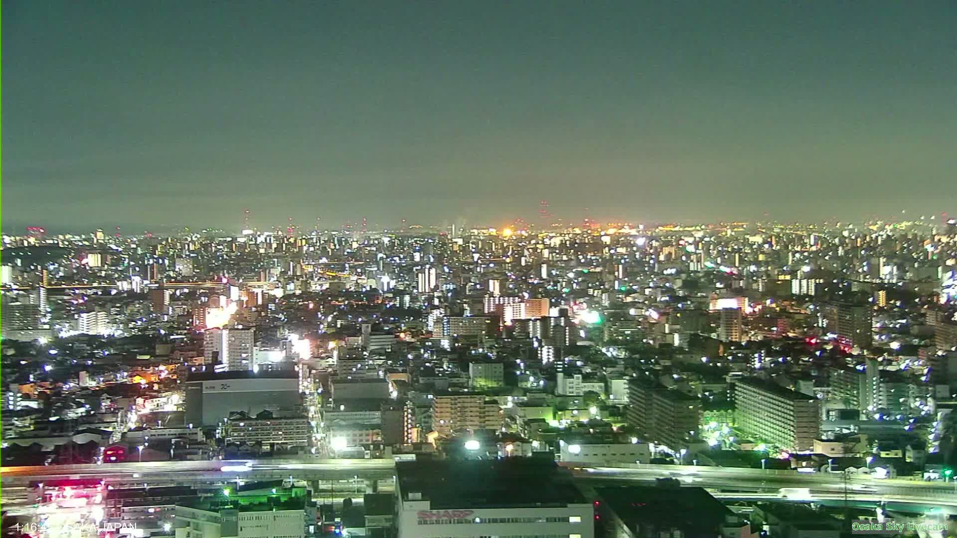 Osaka Metropolitan Area Panaromic View  from Yao Skyline Live Cam -Ryugecho, Yao, Osaka, Kansai, Honshu, Japan