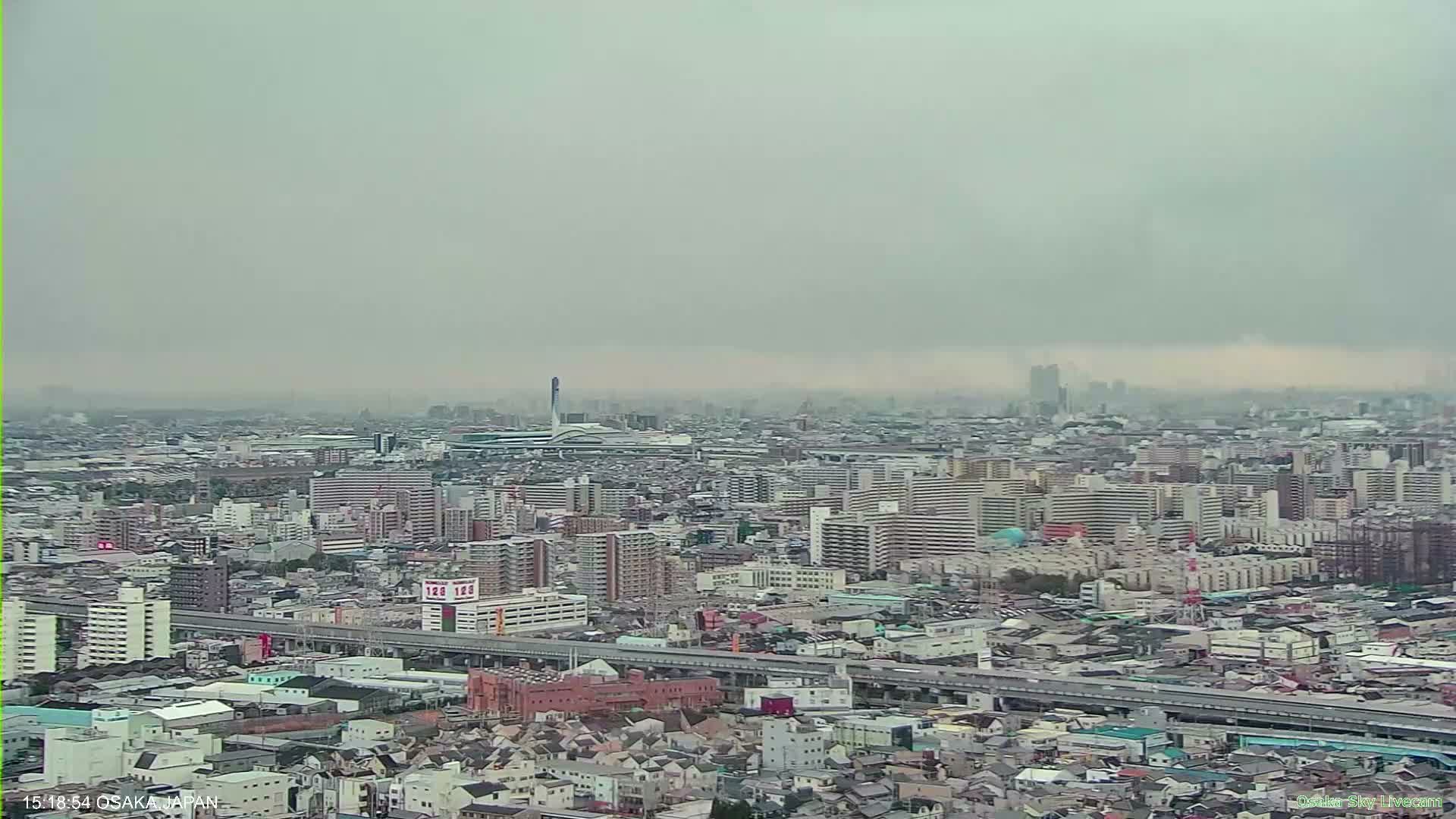 Osaka Metropolitan Area Panaromic View  from Yao Skyline Live Cam -Ryugecho, Yao, Osaka, Kansai, Honshu, Japan