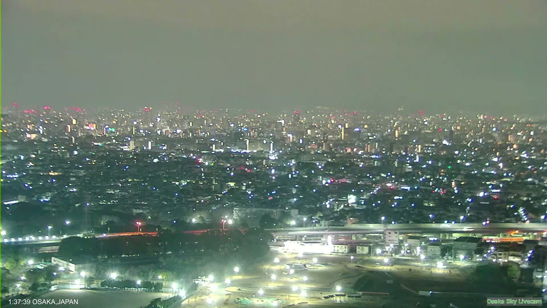 Osaka Metropolitan Area Panaromic View  from Yao Skyline Live Cam -Ryugecho, Yao, Osaka, Kansai, Honshu, Japan