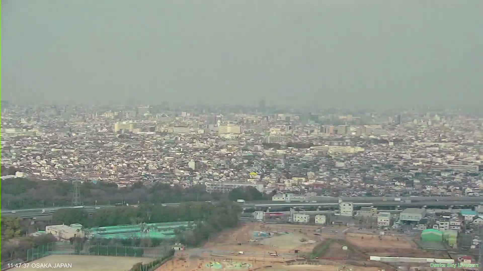 Osaka Metropolitan Area Panaromic View  from Yao Skyline Live Cam -Ryugecho, Yao, Osaka, Kansai, Honshu, Japan