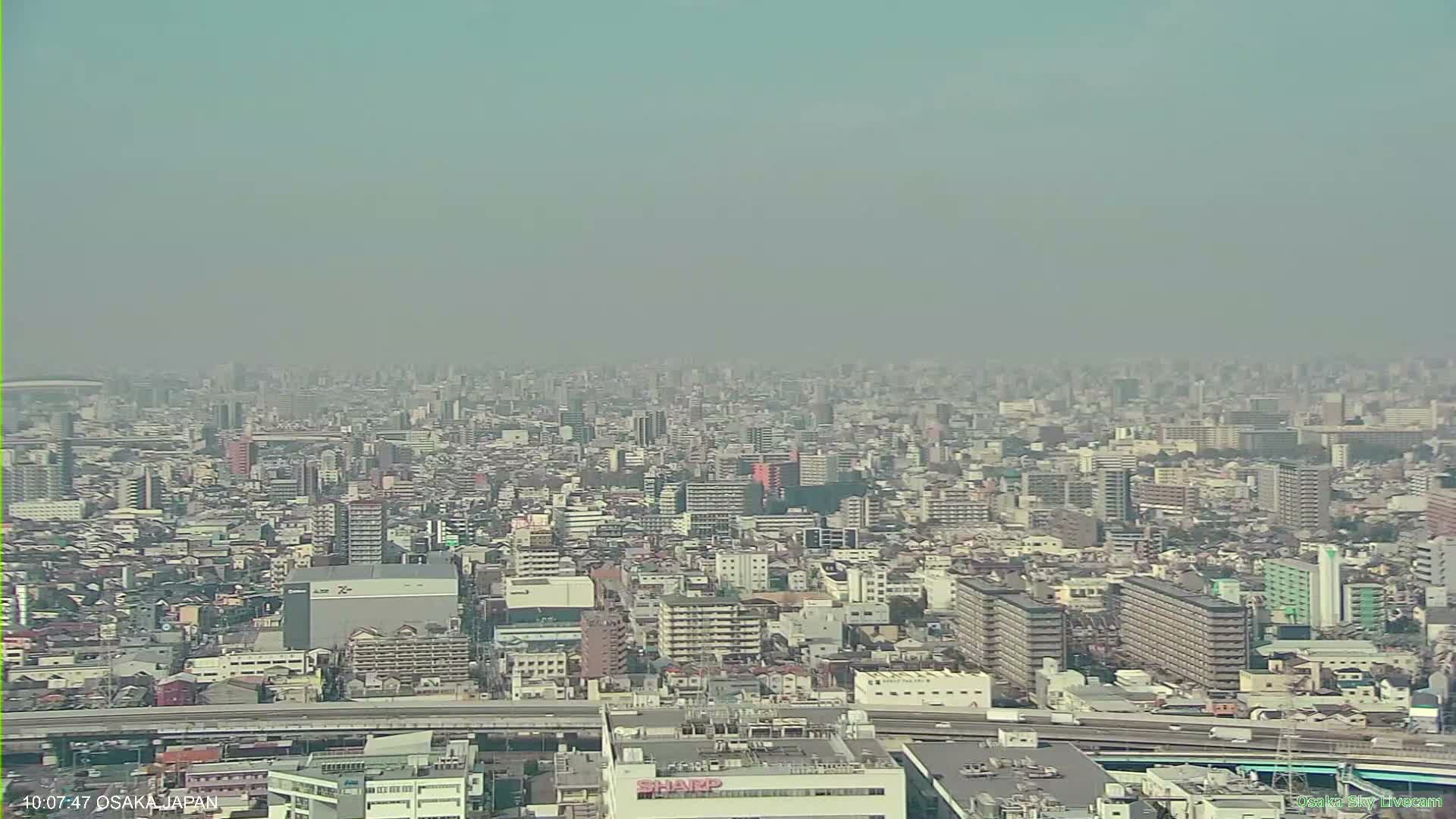 Osaka Metropolitan Area Panaromic View  from Yao Skyline Live Cam -Ryugecho, Yao, Osaka, Kansai, Honshu, Japan