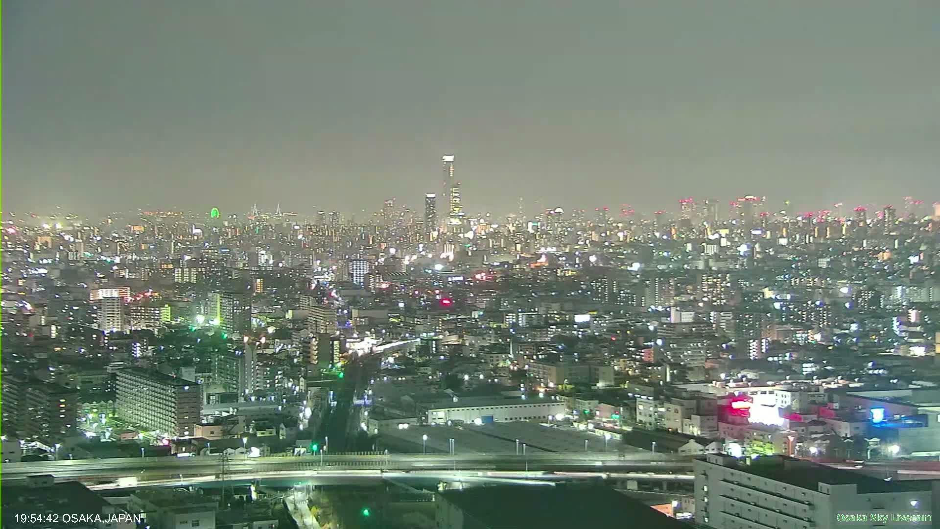 Osaka Metropolitan Area Panaromic View  from Yao Skyline Live Cam -Ryugecho, Yao, Osaka, Kansai, Honshu, Japan
