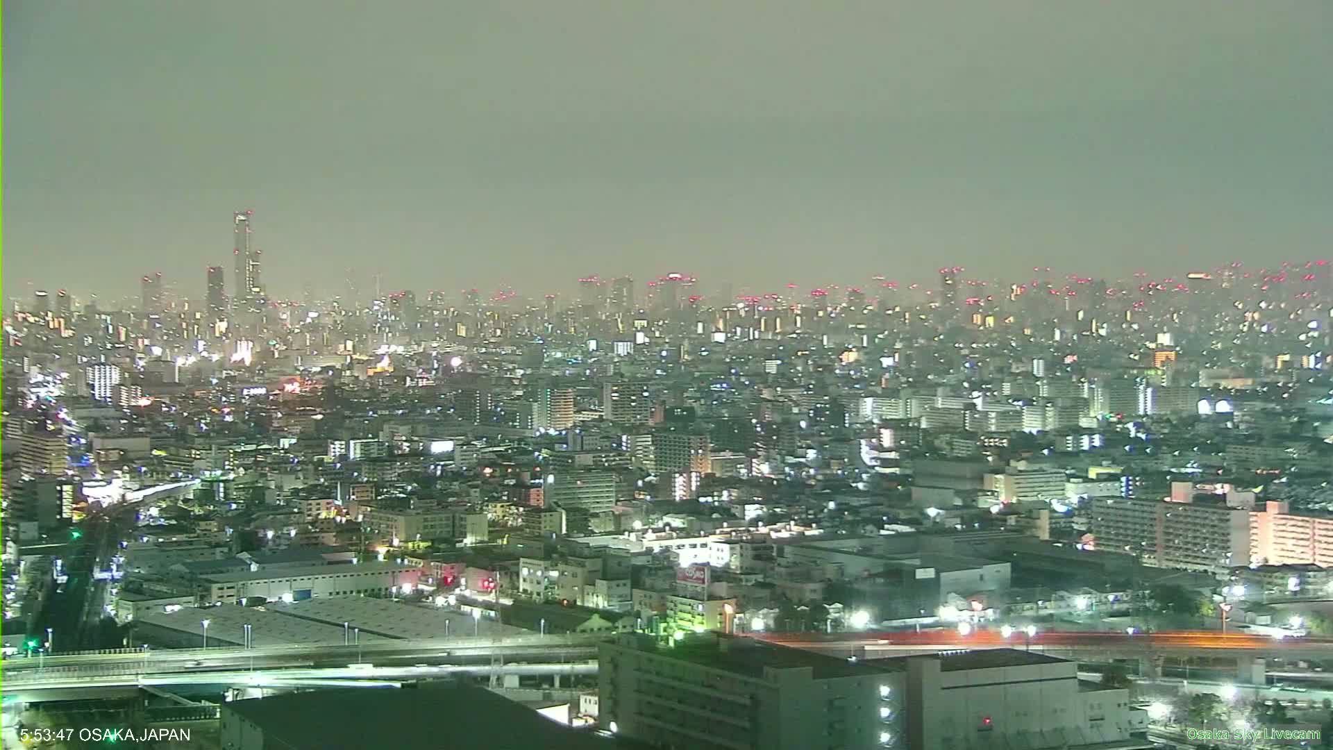 Osaka Metropolitan Area Panaromic View  from Yao Skyline Live Cam -Ryugecho, Yao, Osaka, Kansai, Honshu, Japan