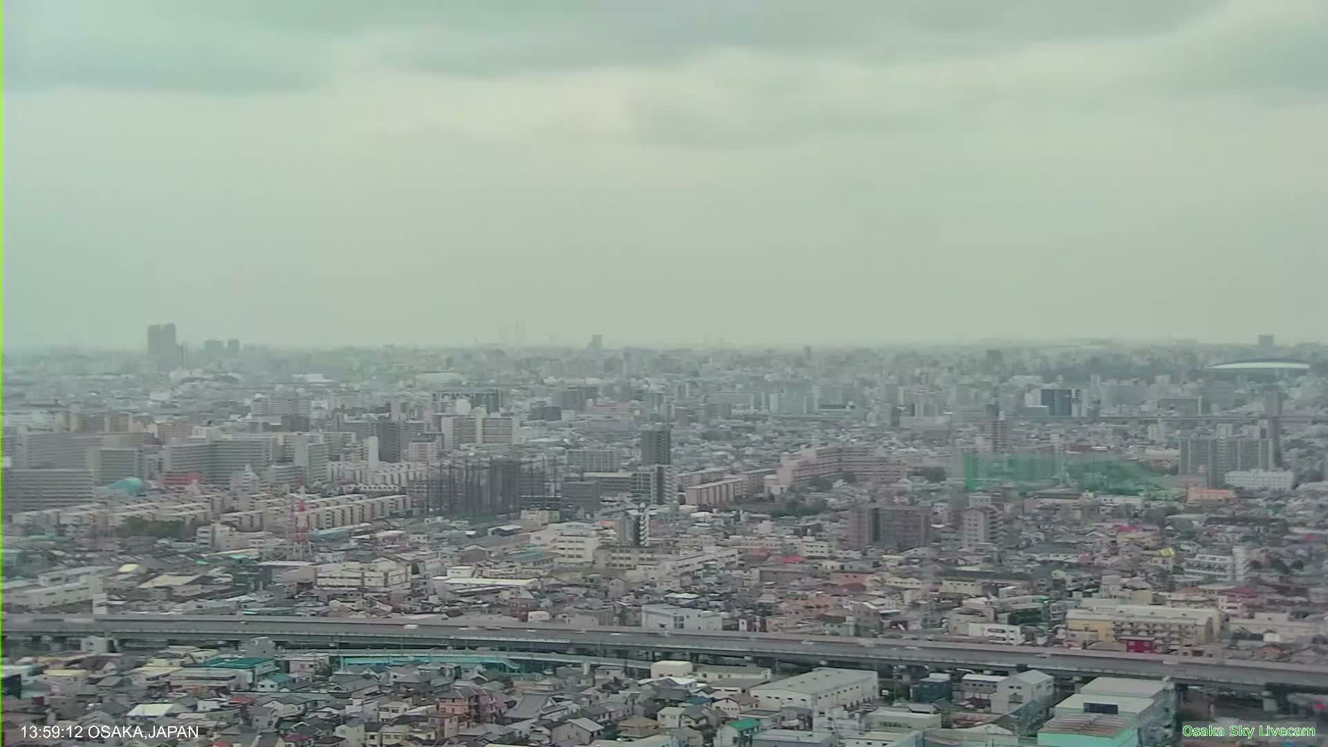 Osaka Metropolitan Area Panaromic View  from Yao Skyline Live Cam -Ryugecho, Yao, Osaka, Kansai, Honshu, Japan