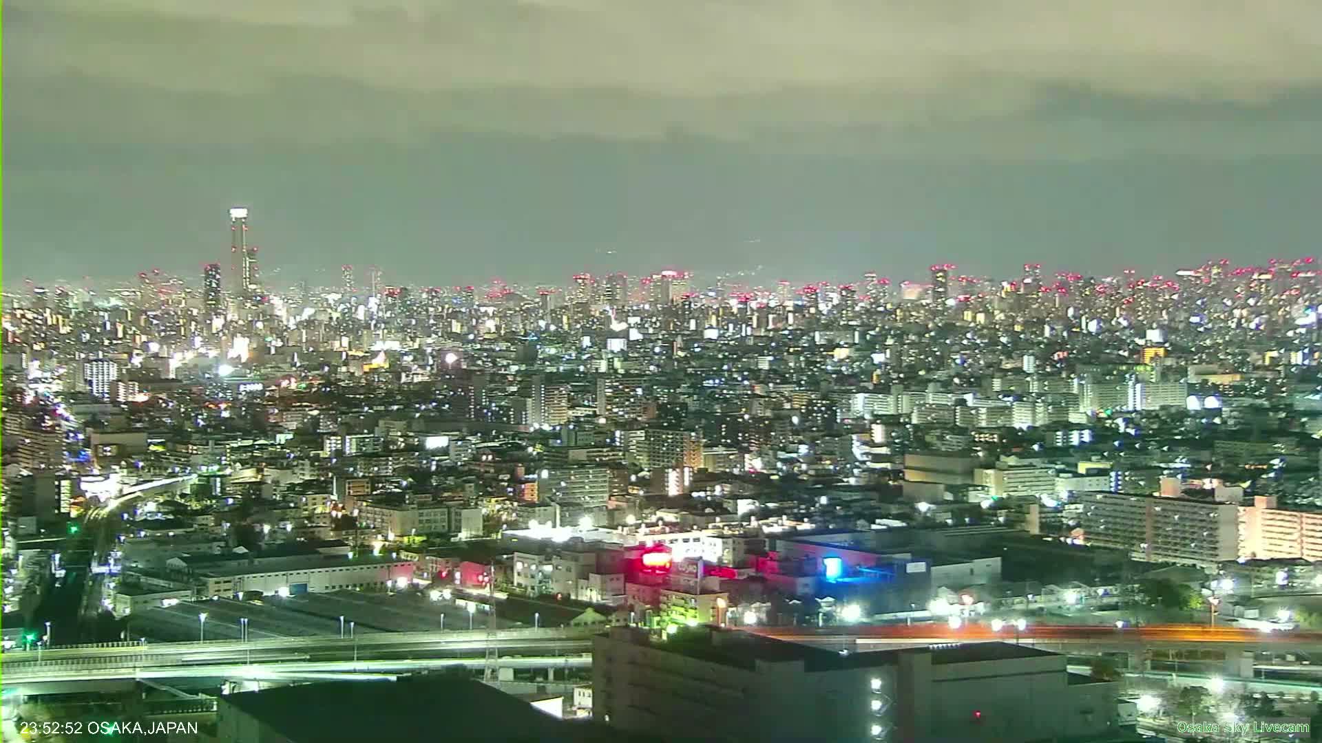 Osaka Metropolitan Area Panaromic View  from Yao Skyline Live Cam -Ryugecho, Yao, Osaka, Kansai, Honshu, Japan