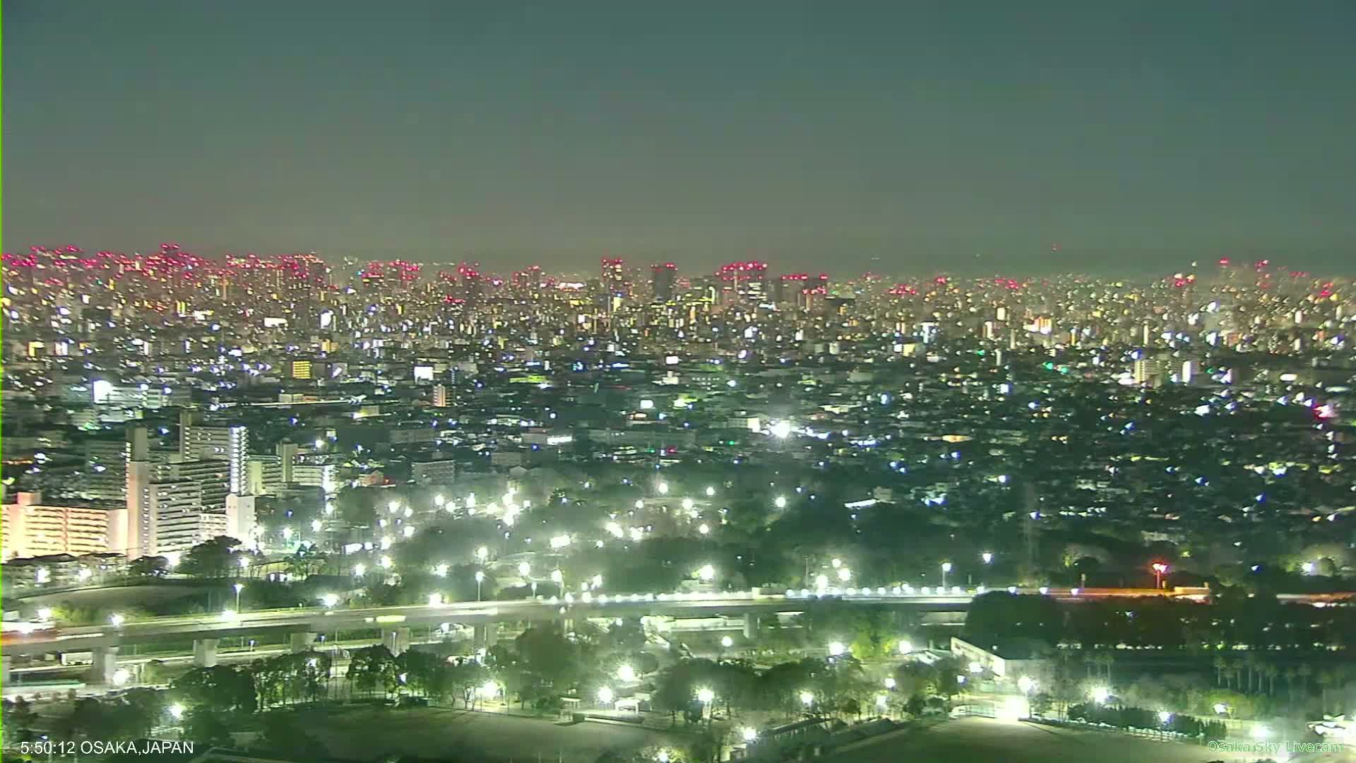 Osaka Metropolitan Area Panaromic View  from Yao Skyline Live Cam -Ryugecho, Yao, Osaka, Kansai, Honshu, Japan