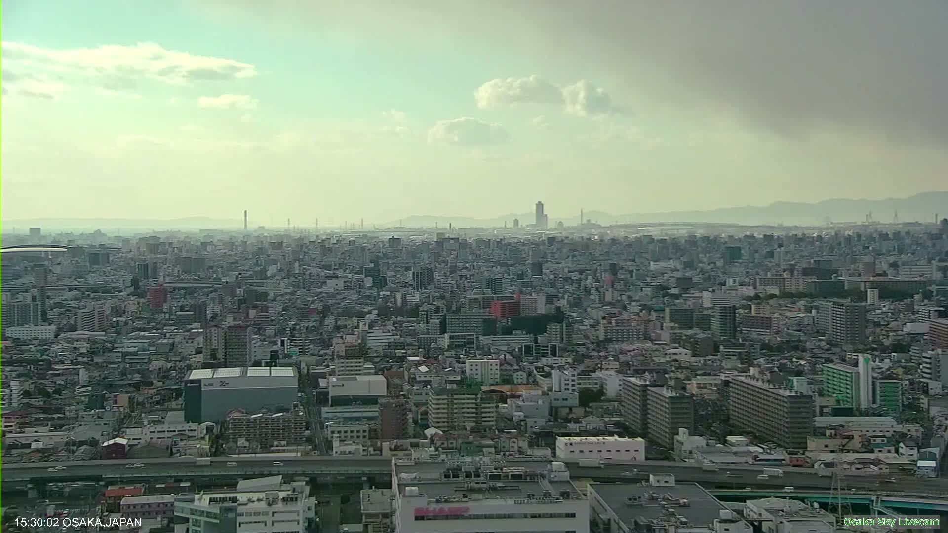Osaka Metropolitan Area Panaromic View  from Yao Skyline Live Cam -Ryugecho, Yao, Osaka, Kansai, Honshu, Japan