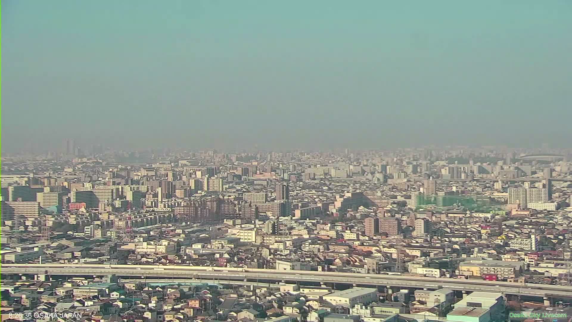 Osaka Metropolitan Area Panaromic View  from Yao Skyline Live Cam -Ryugecho, Yao, Osaka, Kansai, Honshu, Japan