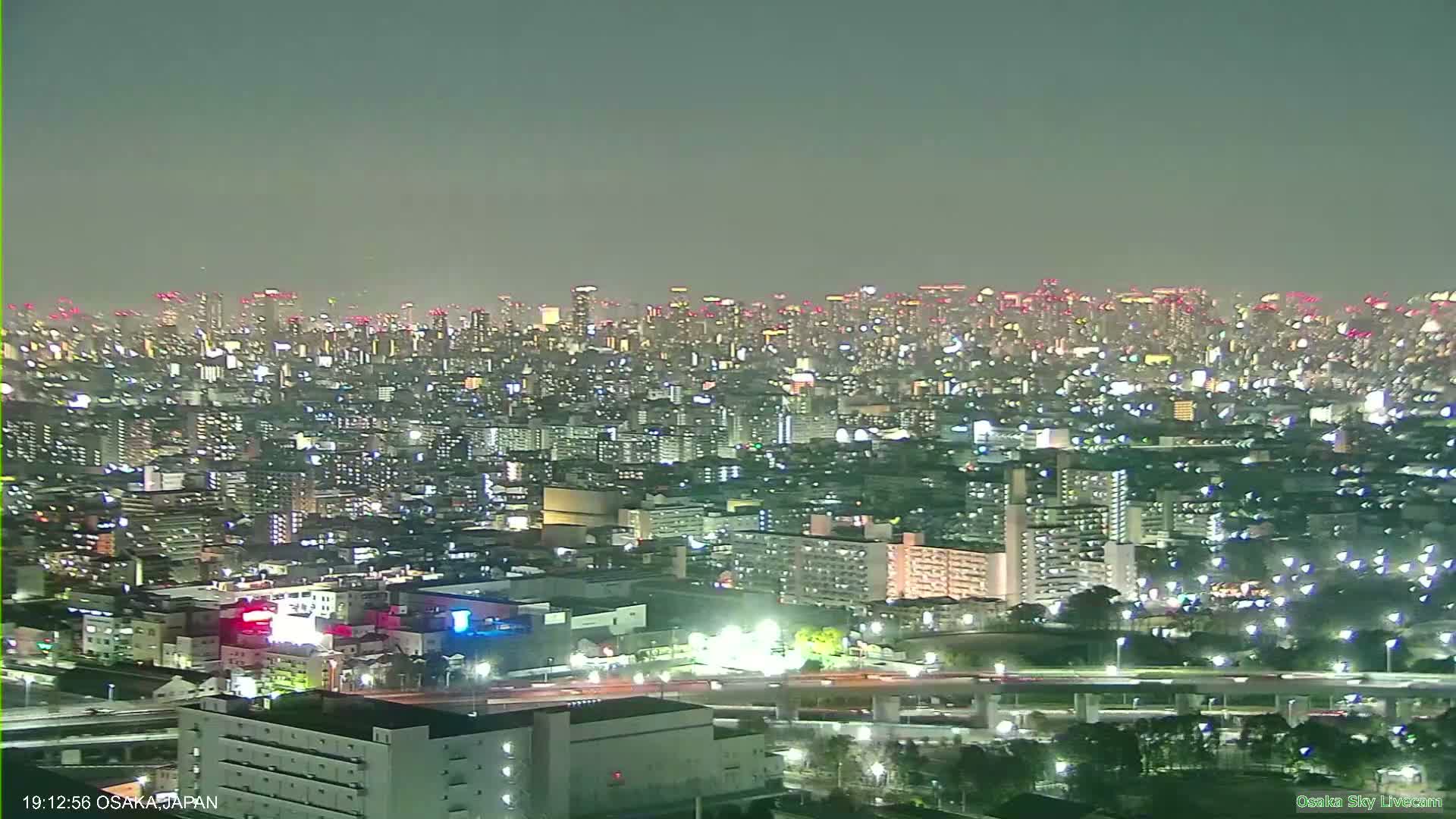 Osaka Metropolitan Area Panaromic View  from Yao Skyline Live Cam -Ryugecho, Yao, Osaka, Kansai, Honshu, Japan
