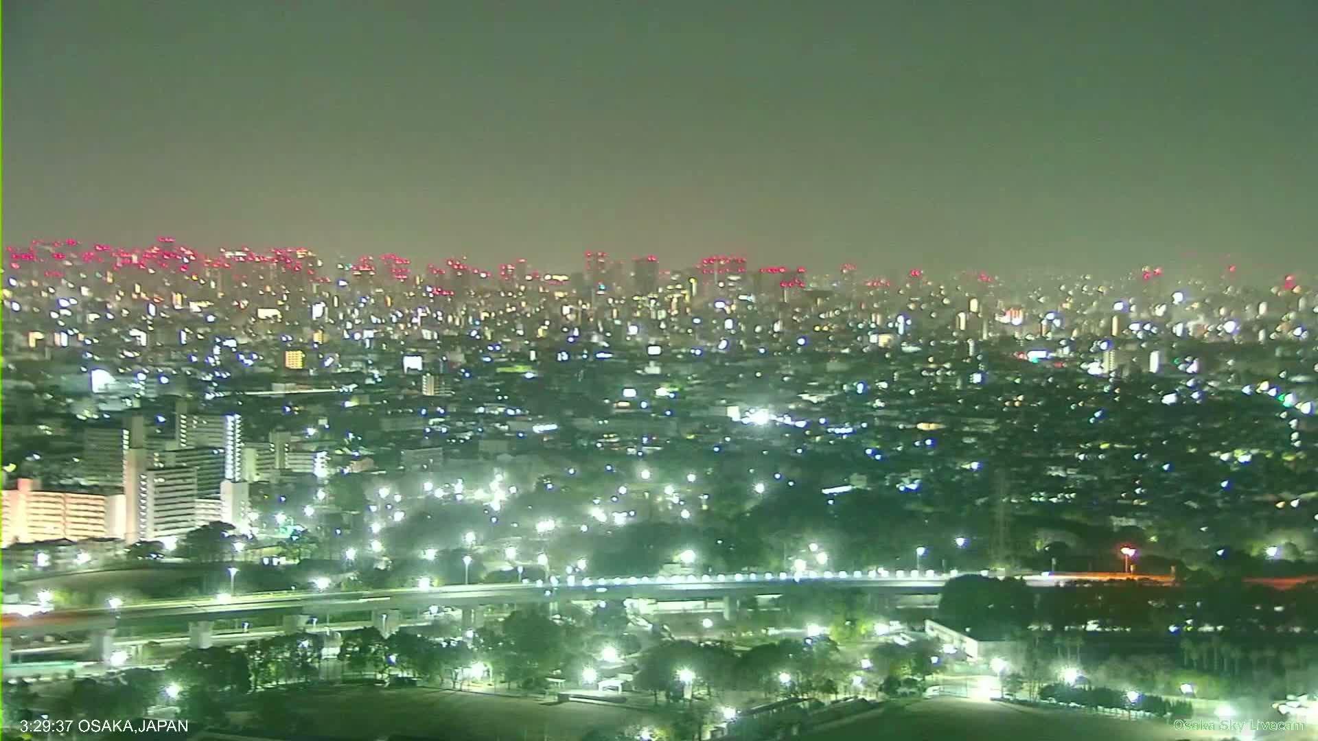 Osaka Metropolitan Area Panaromic View  from Yao Skyline Live Cam -Ryugecho, Yao, Osaka, Kansai, Honshu, Japan