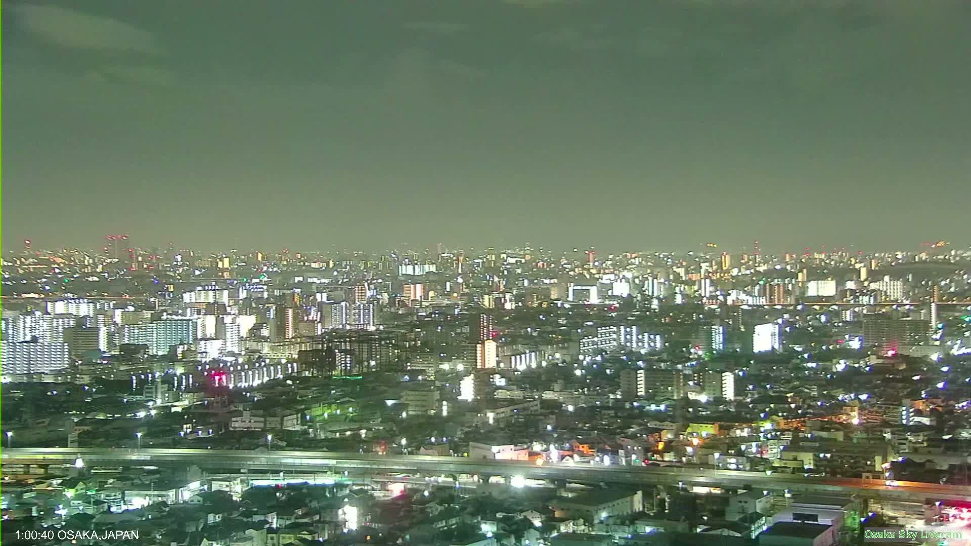 Osaka Metropolitan Area Panaromic View  from Yao Skyline Live Cam -Ryugecho, Yao, Osaka, Kansai, Honshu, Japan