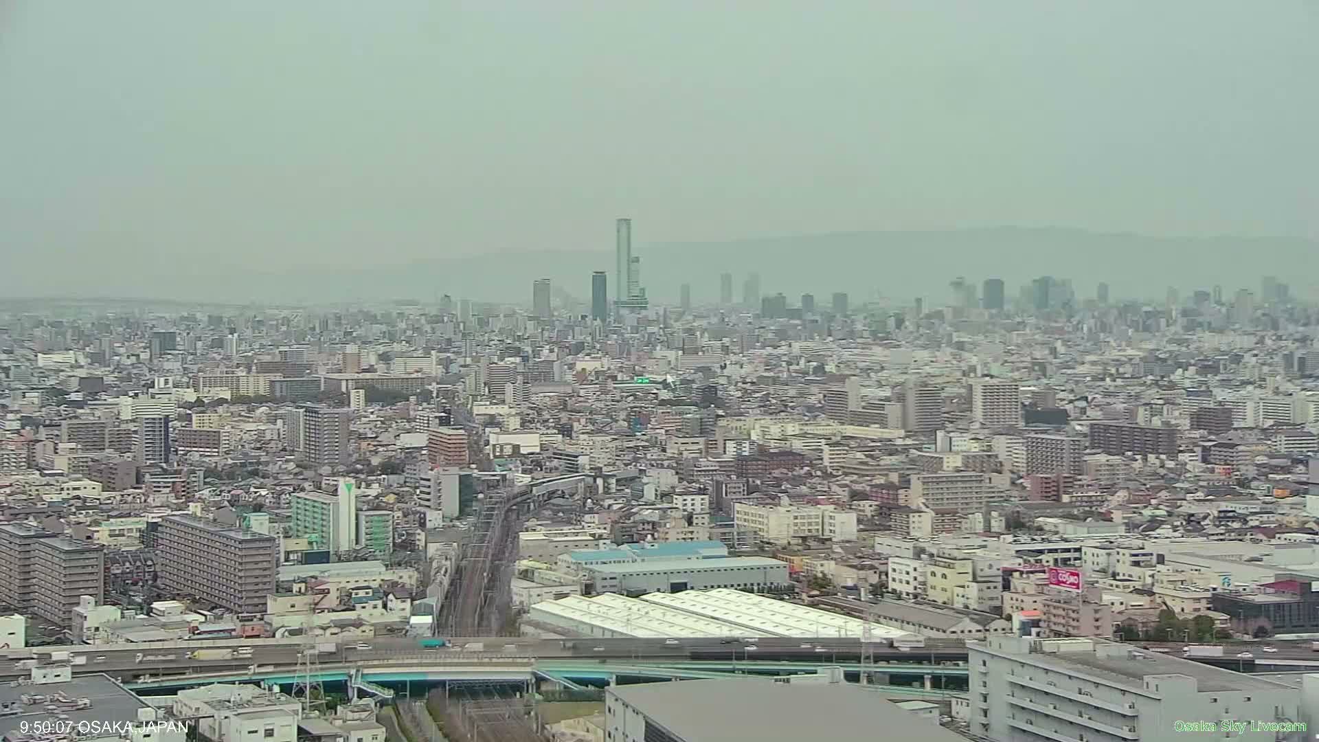 Osaka Metropolitan Area Panaromic View  from Yao Skyline Live Cam -Ryugecho, Yao, Osaka, Kansai, Honshu, Japan