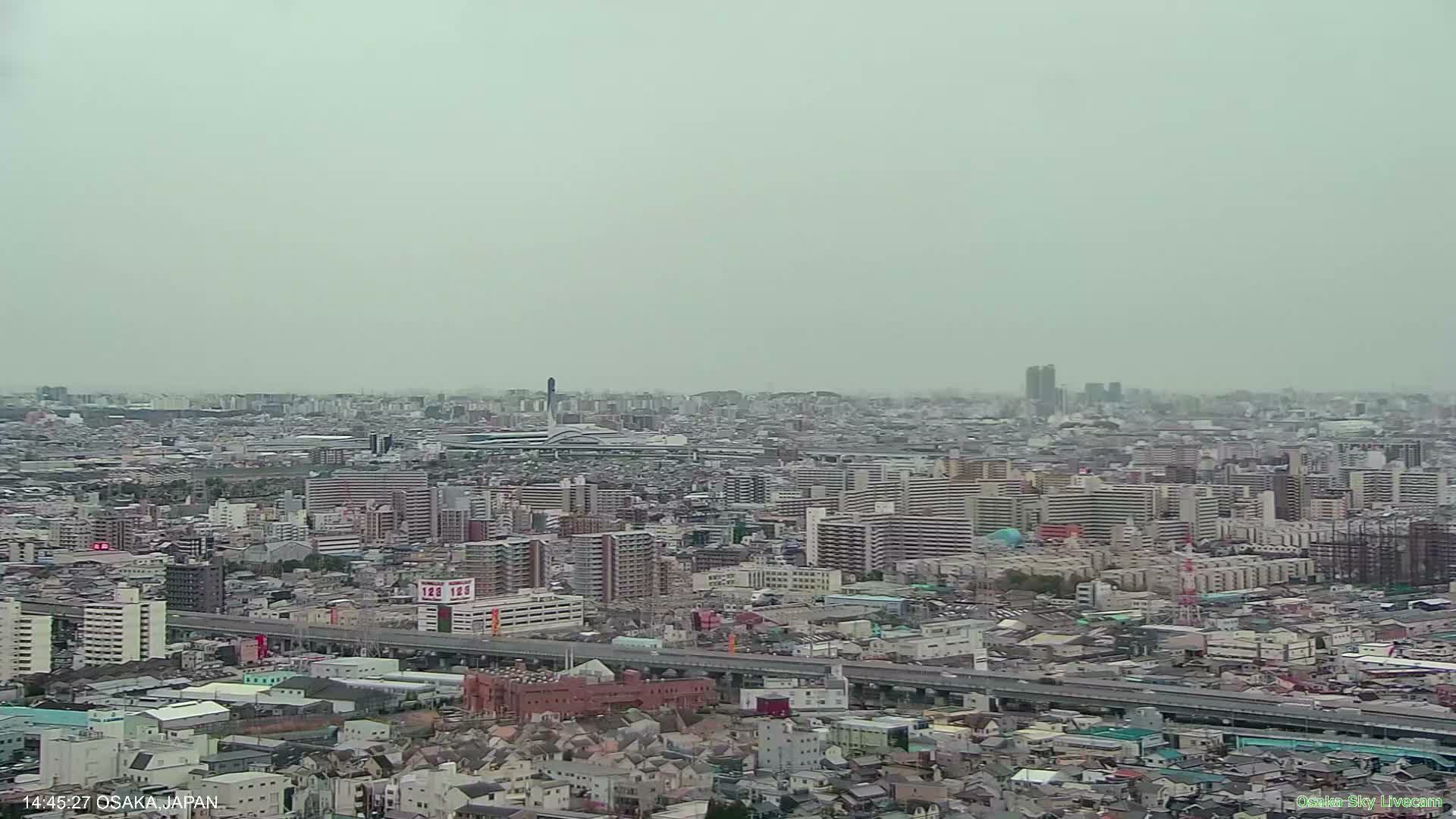 Osaka Metropolitan Area Panaromic View  from Yao Skyline Live Cam -Ryugecho, Yao, Osaka, Kansai, Honshu, Japan
