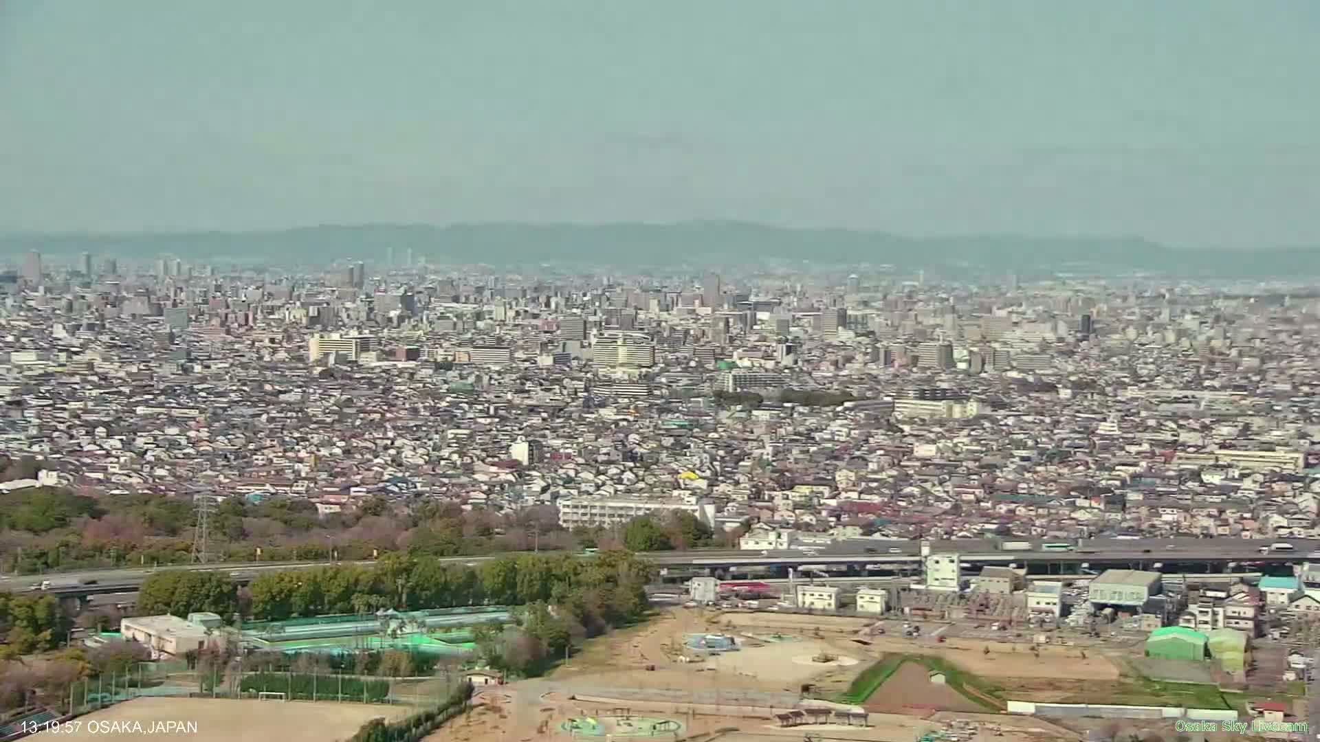 Osaka Metropolitan Area Panaromic View  from Yao Skyline Live Cam -Ryugecho, Yao, Osaka, Kansai, Honshu, Japan