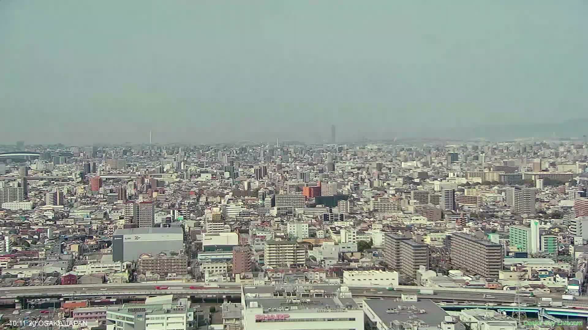 Osaka Metropolitan Area Panaromic View  from Yao Skyline Live Cam -Ryugecho, Yao, Osaka, Kansai, Honshu, Japan