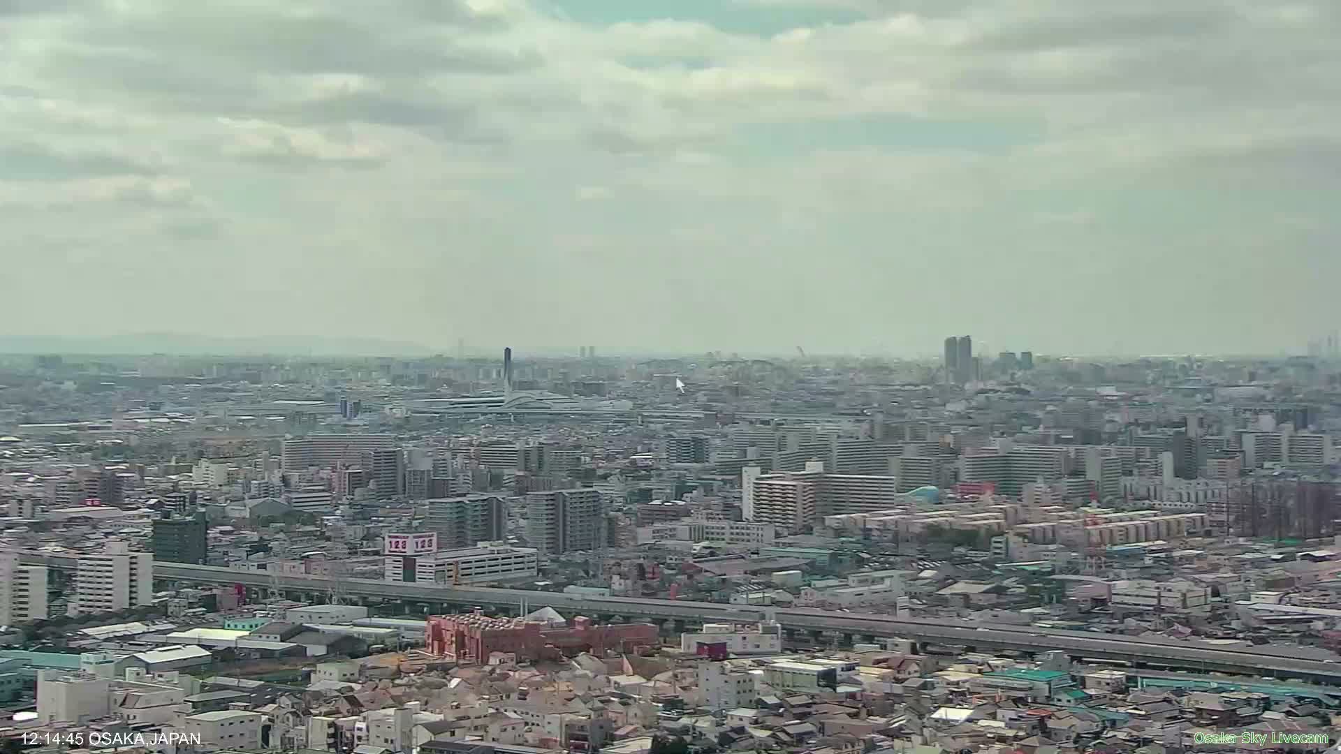 Osaka Metropolitan Area Panaromic View  from Yao Skyline Live Cam -Ryugecho, Yao, Osaka, Kansai, Honshu, Japan