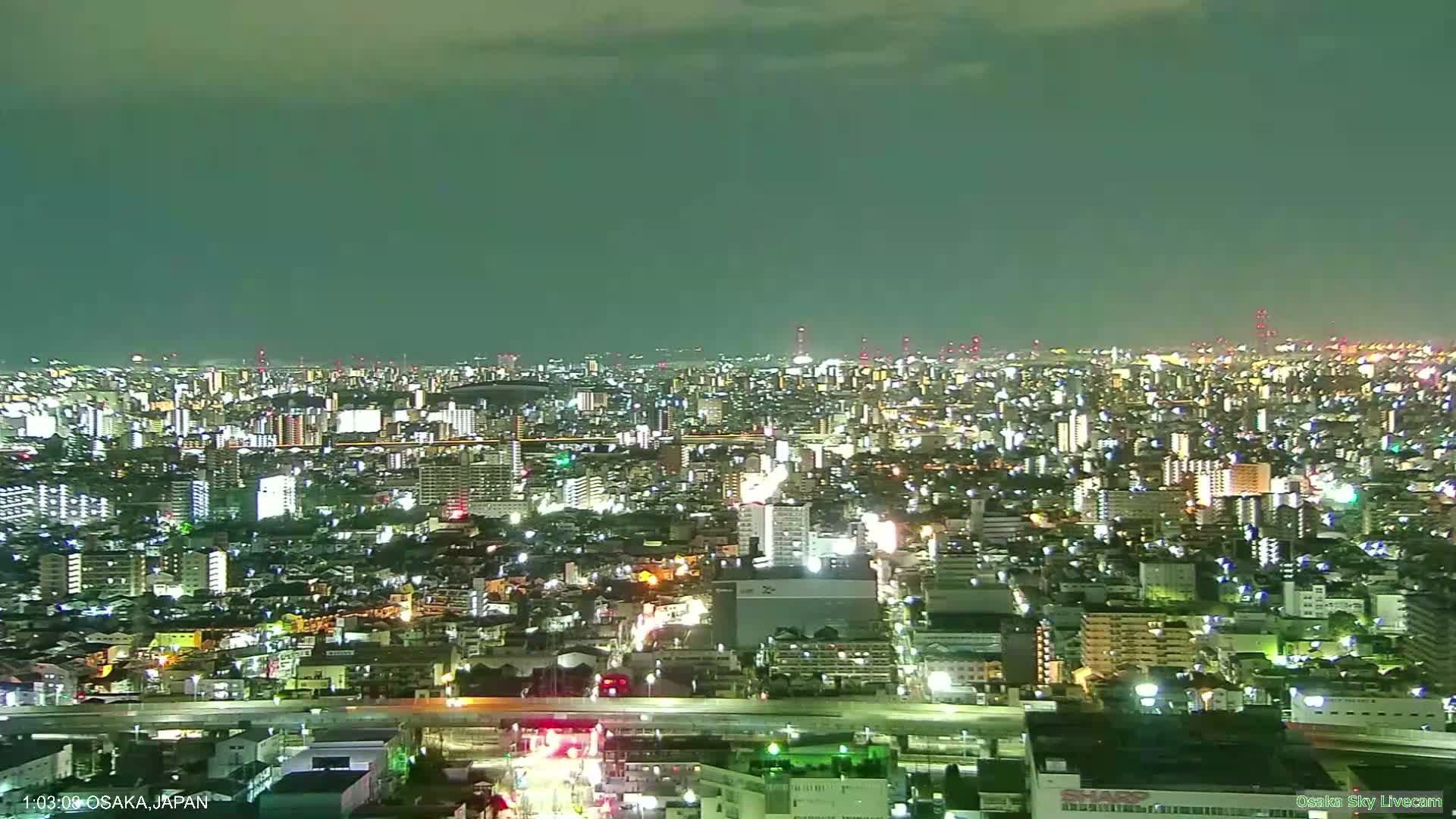 Osaka Metropolitan Area Panaromic View  from Yao Skyline Live Cam -Ryugecho, Yao, Osaka, Kansai, Honshu, Japan