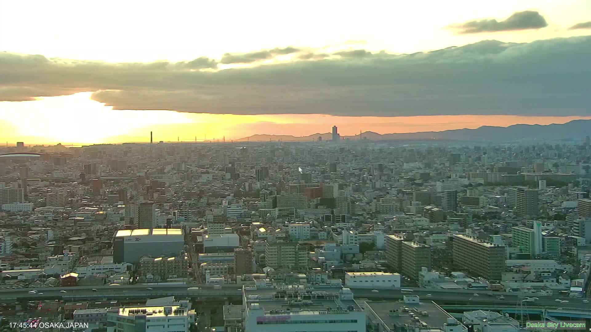 Osaka Metropolitan Area Panaromic View  from Yao Skyline Live Cam -Ryugecho, Yao, Osaka, Kansai, Honshu, Japan