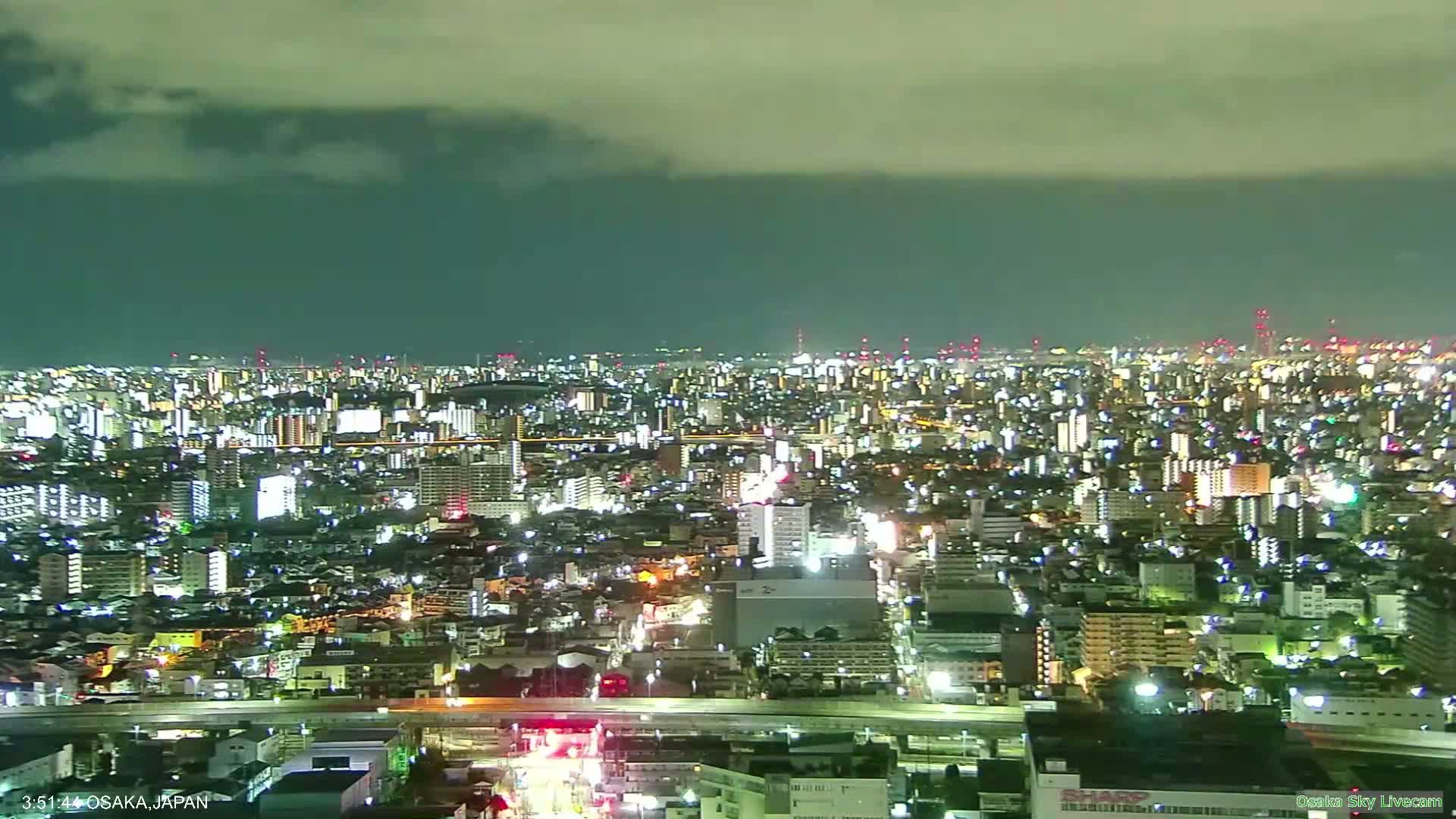 Osaka Metropolitan Area Panaromic View  from Yao Skyline Live Cam -Ryugecho, Yao, Osaka, Kansai, Honshu, Japan