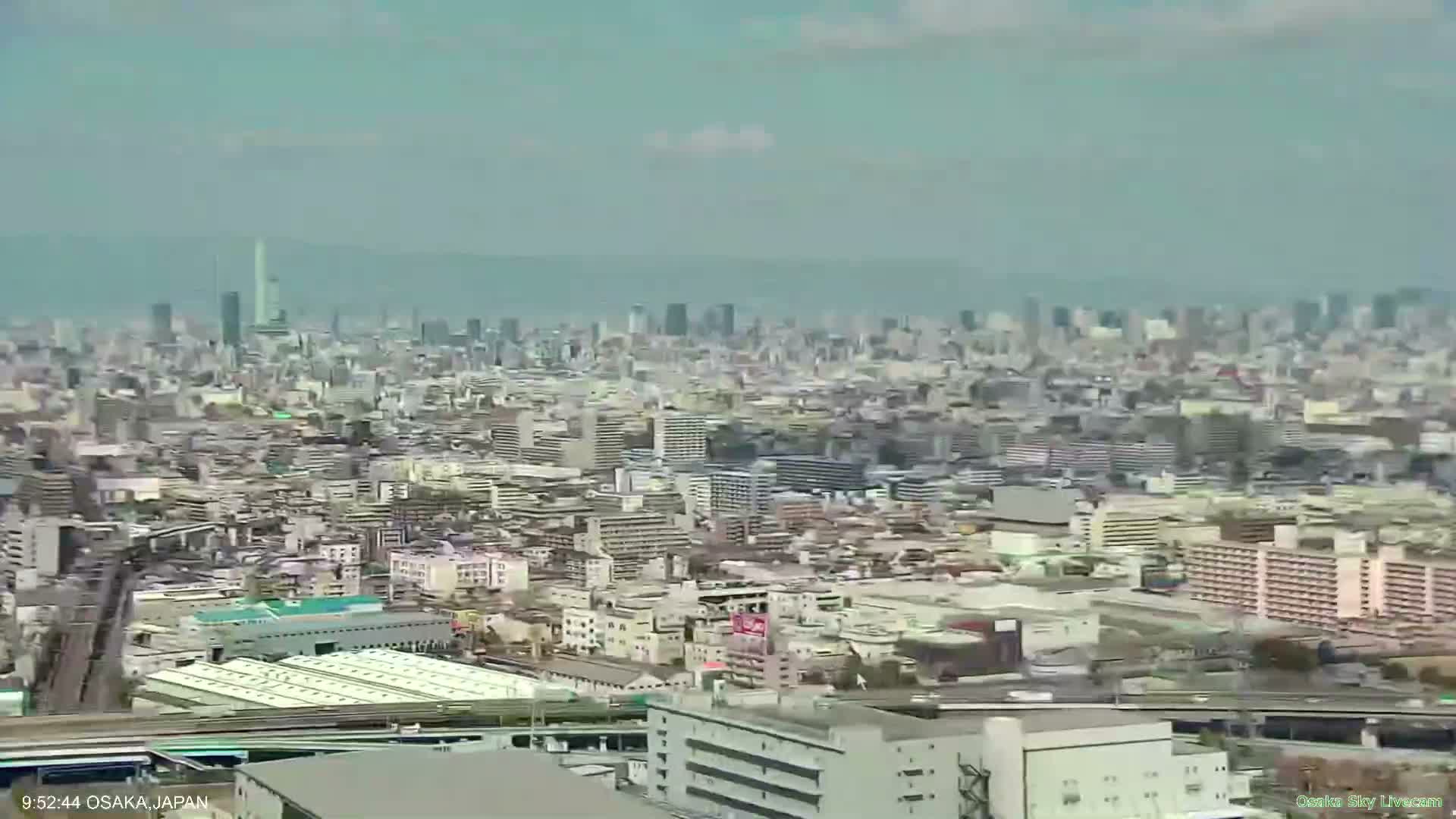 Osaka Metropolitan Area Panaromic View  from Yao Skyline Live Cam -Ryugecho, Yao, Osaka, Kansai, Honshu, Japan