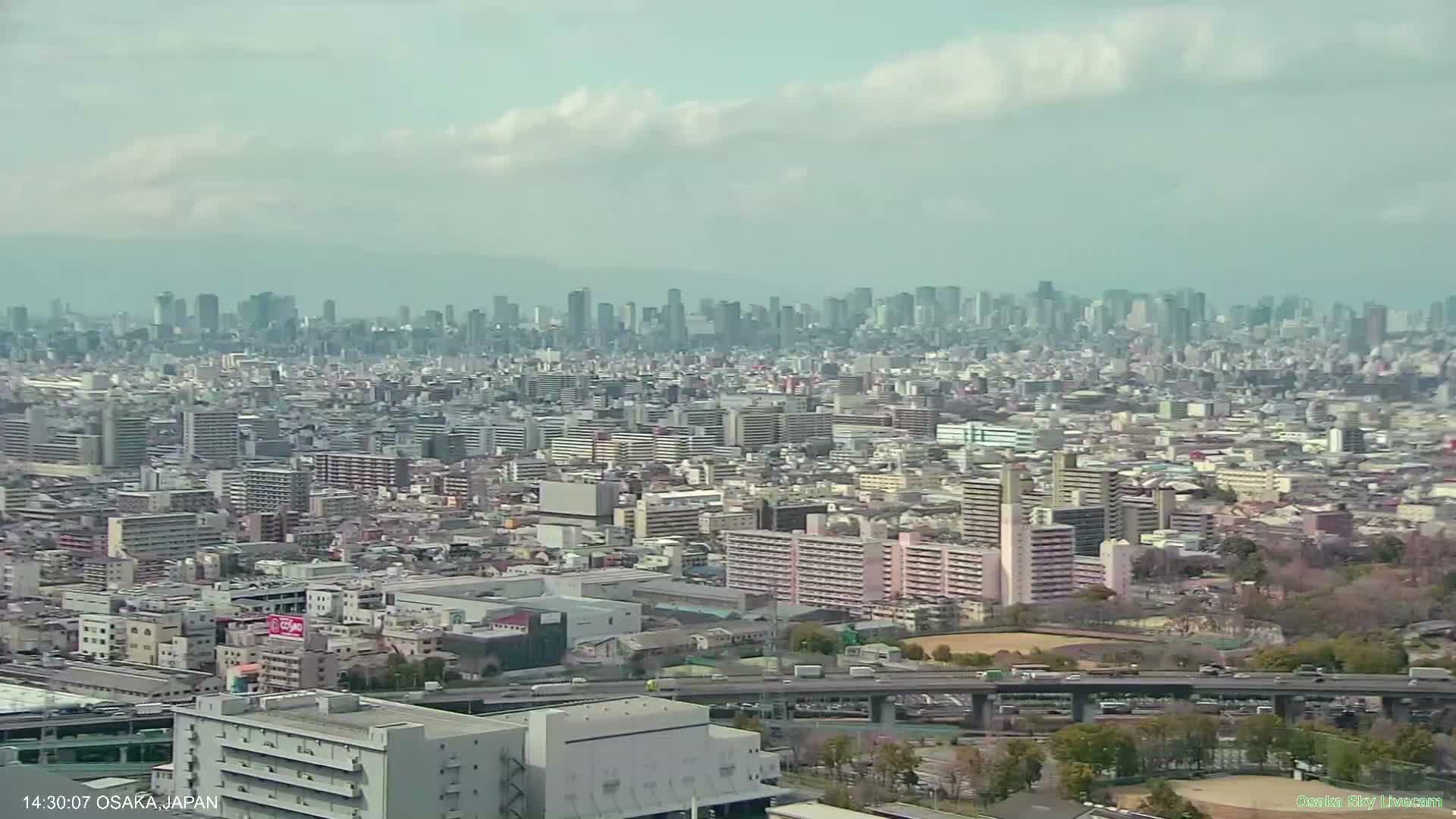 Osaka Metropolitan Area Panaromic View  from Yao Skyline Live Cam -Ryugecho, Yao, Osaka, Kansai, Honshu, Japan