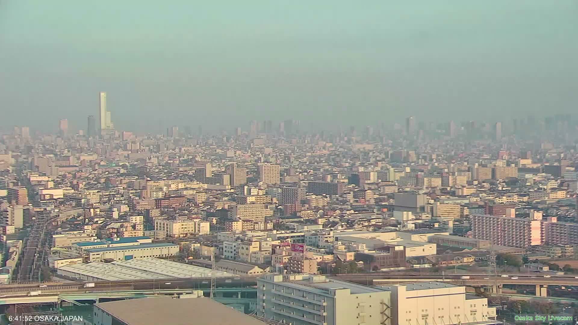 Osaka Metropolitan Area Panaromic View  from Yao Skyline Live Cam -Ryugecho, Yao, Osaka, Kansai, Honshu, Japan