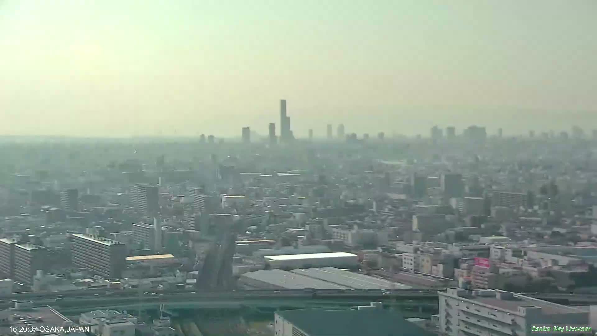 Osaka Metropolitan Area Panaromic View  from Yao Skyline Live Cam -Ryugecho, Yao, Osaka, Kansai, Honshu, Japan