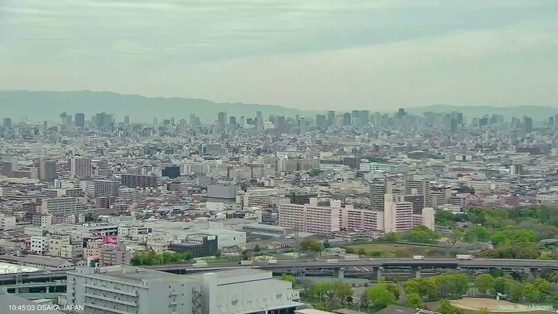 Osaka Metropolitan Area Panaromic View  from Yao Skyline Live Cam -Ryugecho, Yao, Osaka, Kansai, Honshu, Japan
