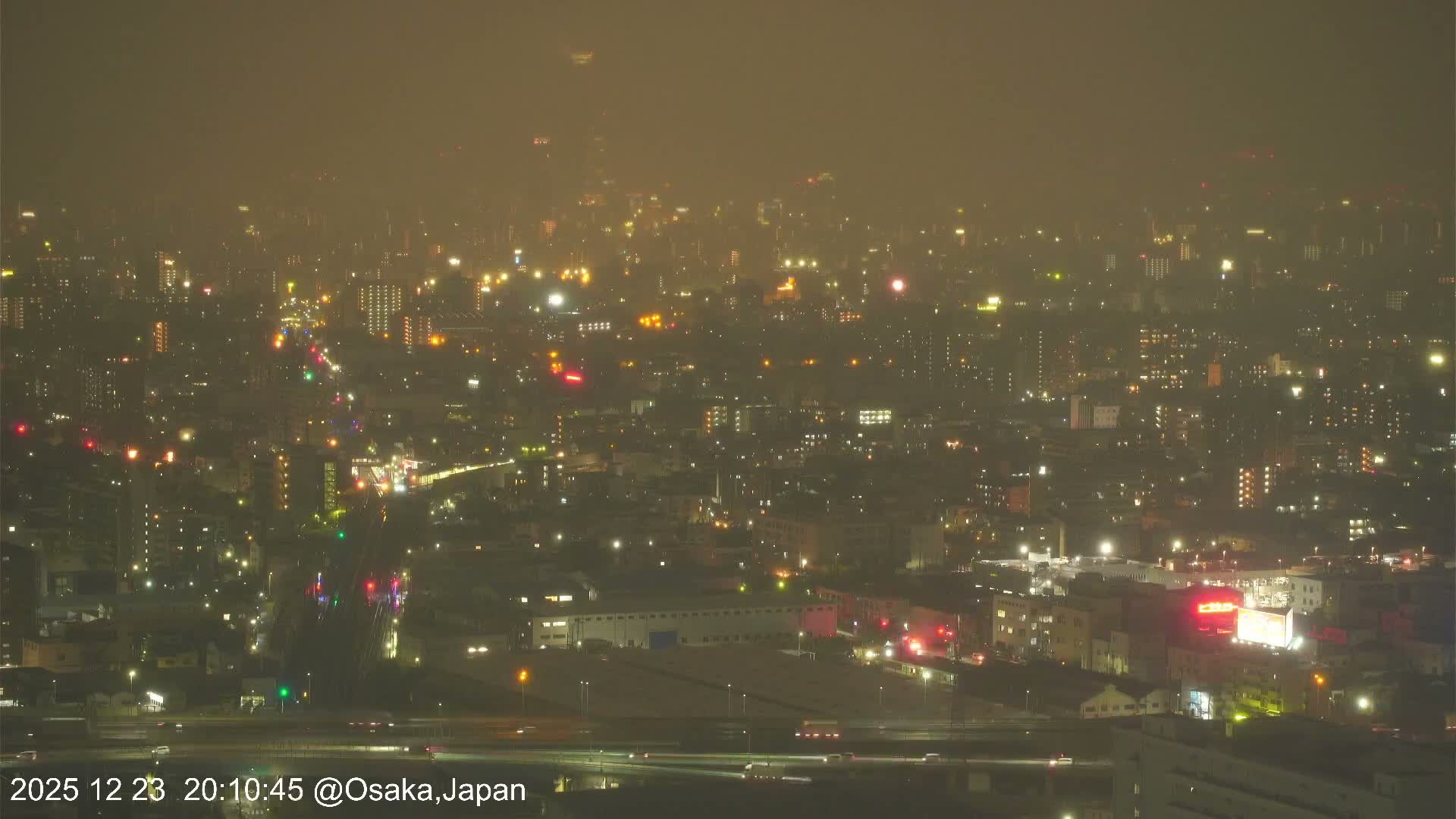 Osaka City Panaromic View from Yao Skyline towards Northeast Live Cam -Ryugecho, Yao, Osaka, Kansai, Honshu, Japan