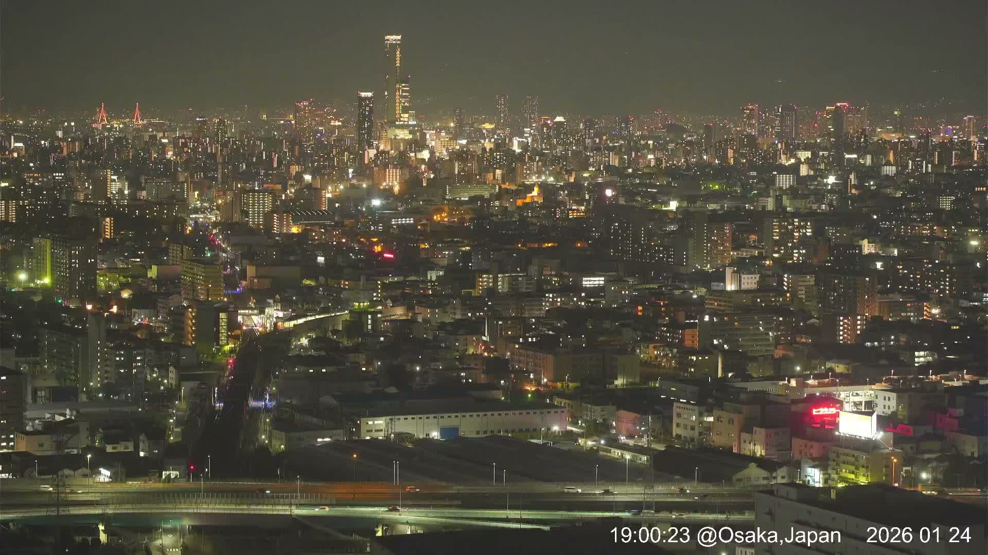 Osaka City Panaromic View from Yao Skyline towards Northeast Live Cam -Ryugecho, Yao, Osaka, Kansai, Honshu, Japan