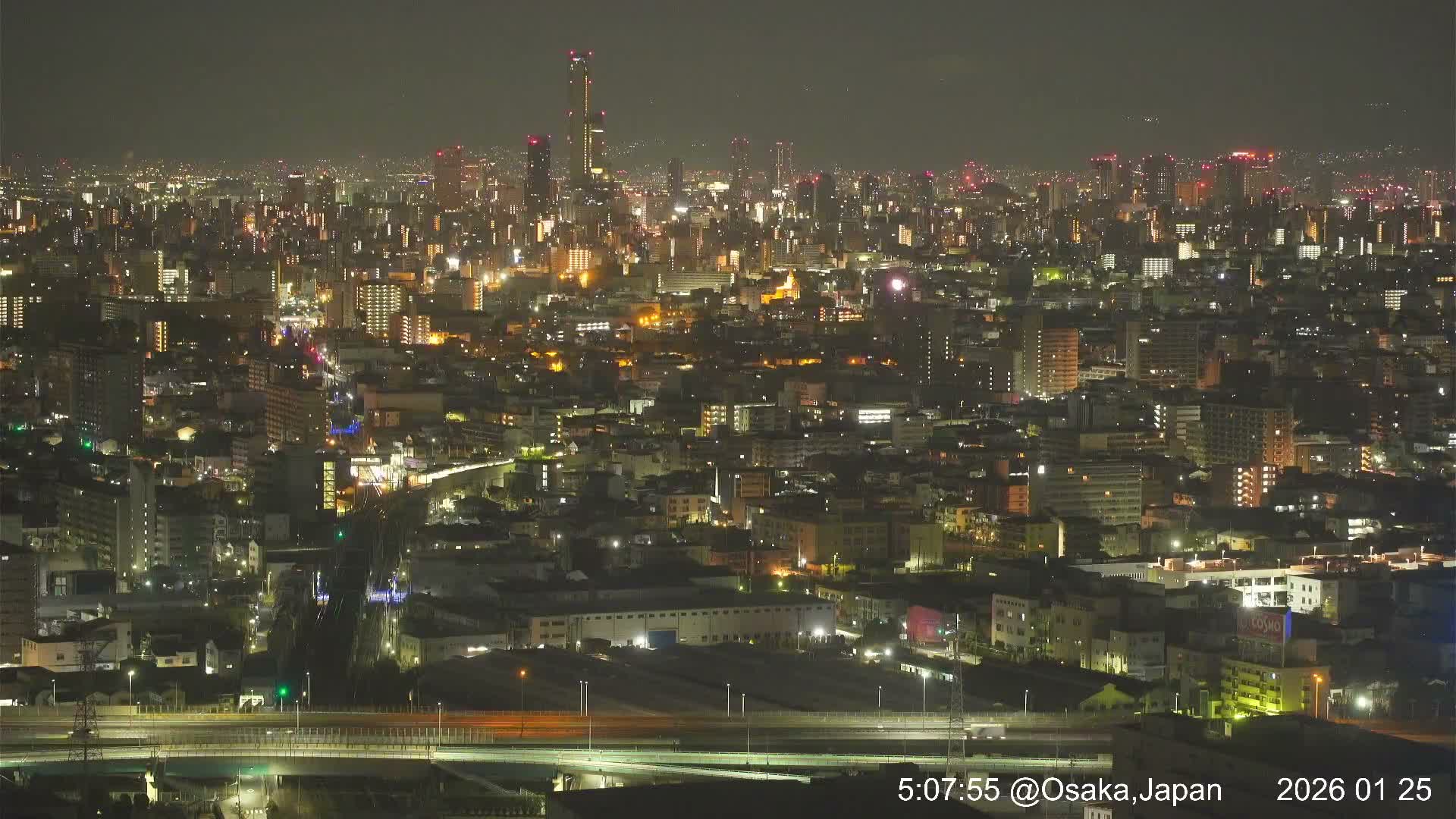 Osaka City Panaromic View from Yao Skyline towards Northeast Live Cam -Ryugecho, Yao, Osaka, Kansai, Honshu, Japan