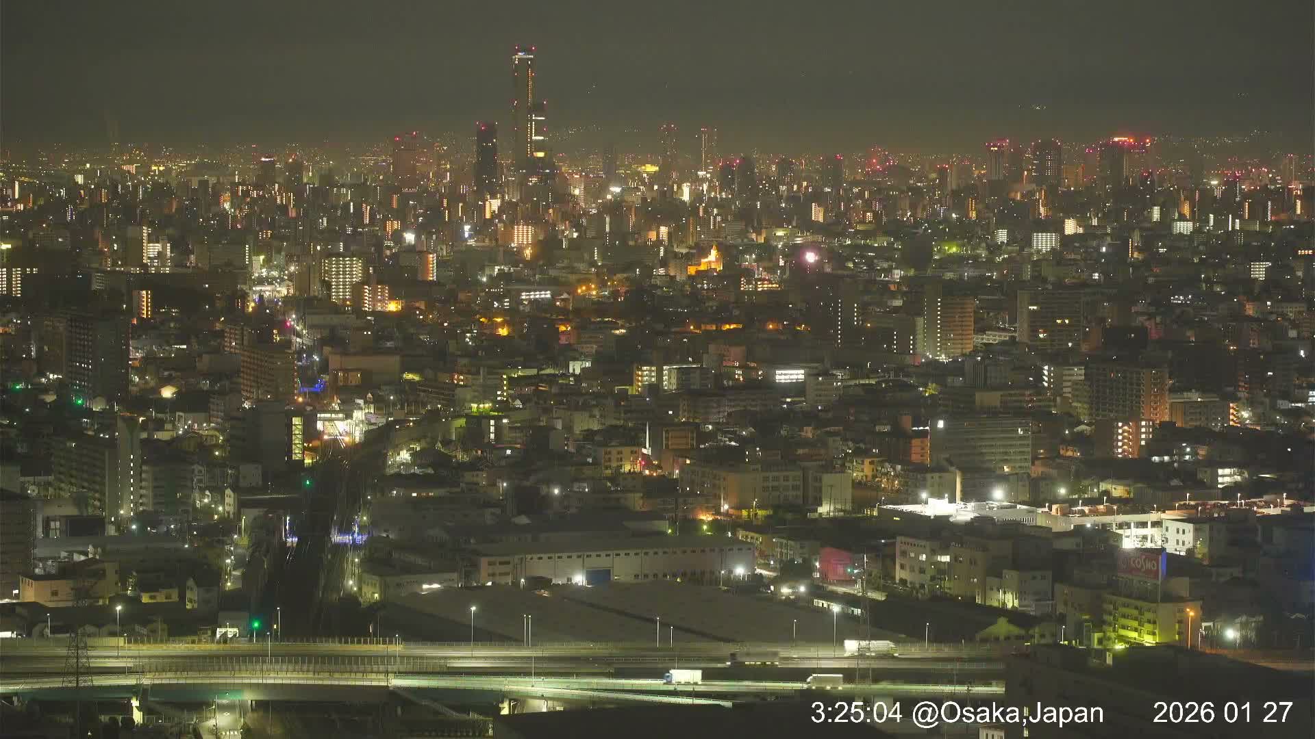 Osaka City Panaromic View from Yao Skyline towards Northeast Live Cam -Ryugecho, Yao, Osaka, Kansai, Honshu, Japan