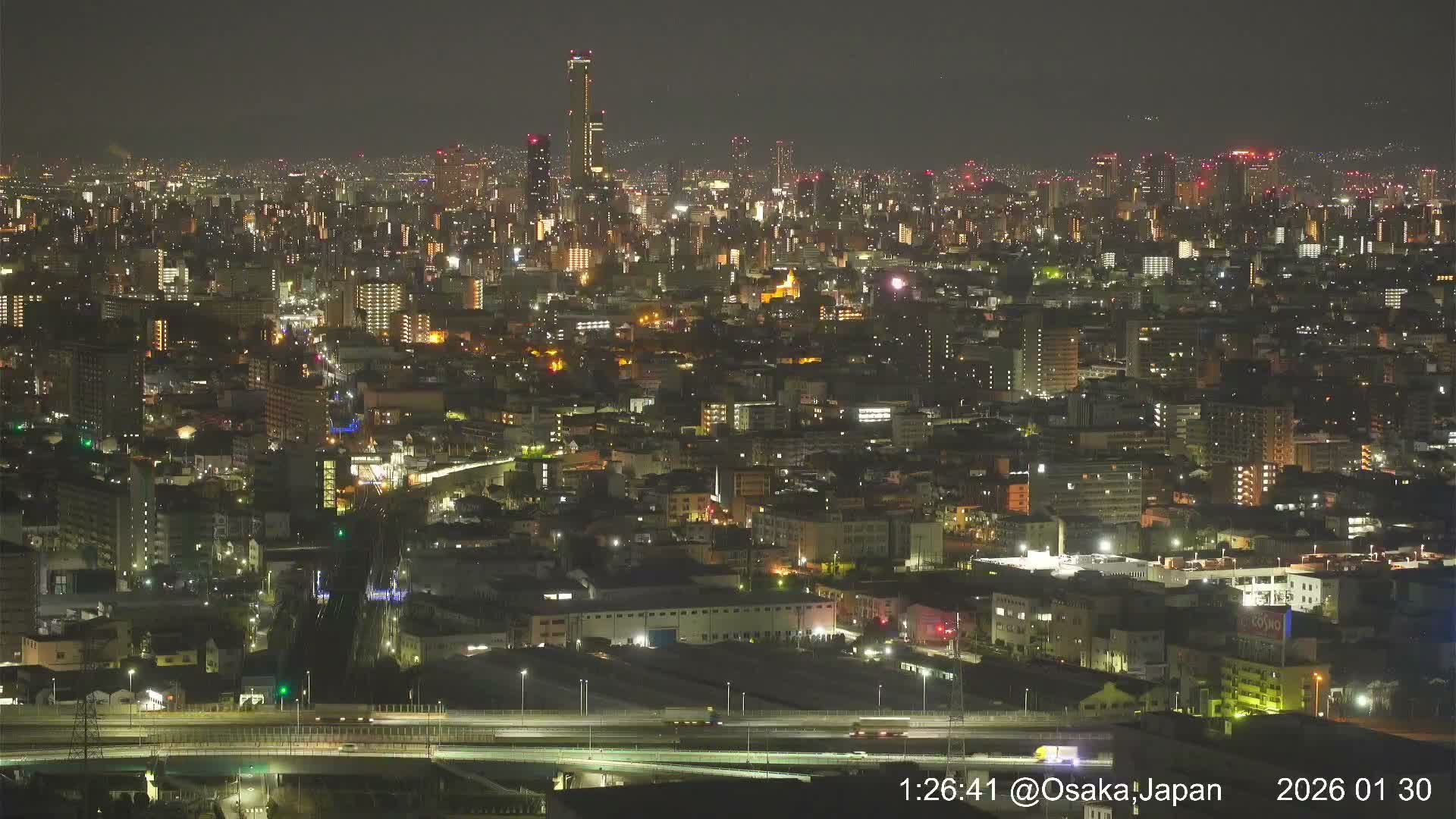 Osaka City Panaromic View from Yao Skyline towards Northeast Live Cam -Ryugecho, Yao, Osaka, Kansai, Honshu, Japan