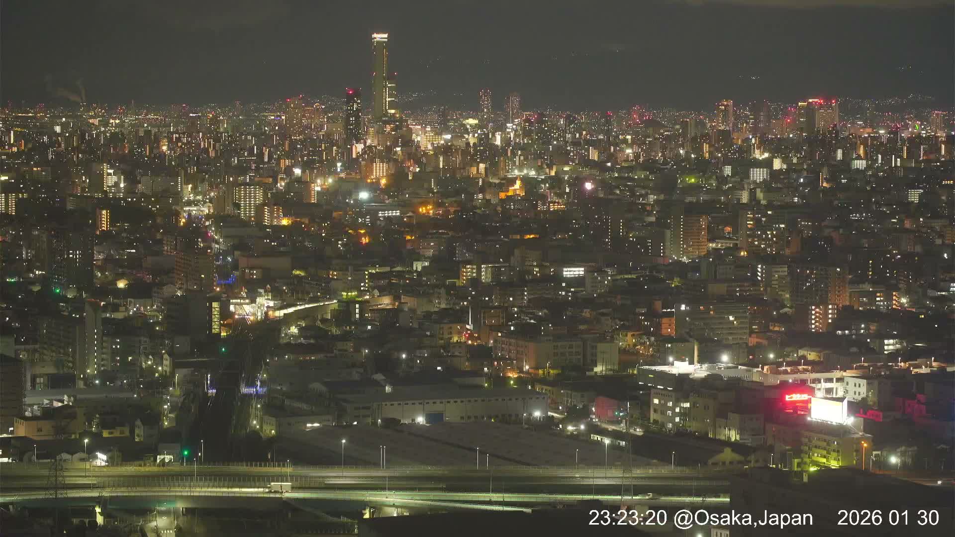 Osaka City Panaromic View from Yao Skyline towards Northeast Live Cam -Ryugecho, Yao, Osaka, Kansai, Honshu, Japan