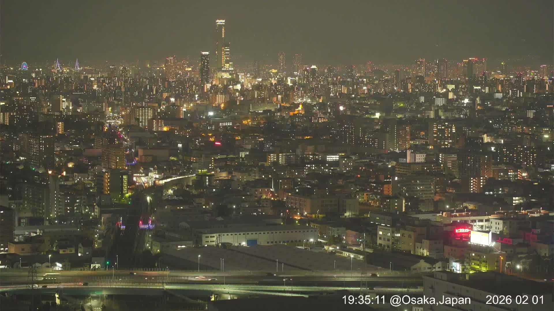 Osaka City Panaromic View from Yao Skyline towards Northeast Live Cam -Ryugecho, Yao, Osaka, Kansai, Honshu, Japan