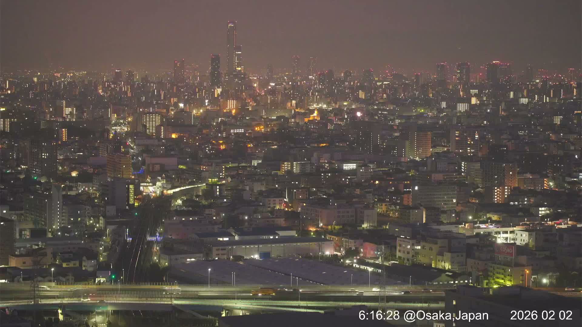 Osaka City Panaromic View from Yao Skyline towards Northeast Live Cam -Ryugecho, Yao, Osaka, Kansai, Honshu, Japan