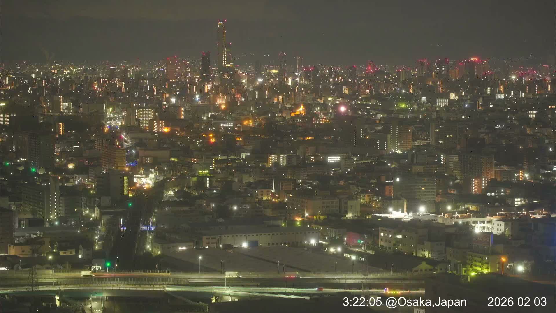 Osaka City Panaromic View from Yao Skyline towards Northeast Live Cam -Ryugecho, Yao, Osaka, Kansai, Honshu, Japan