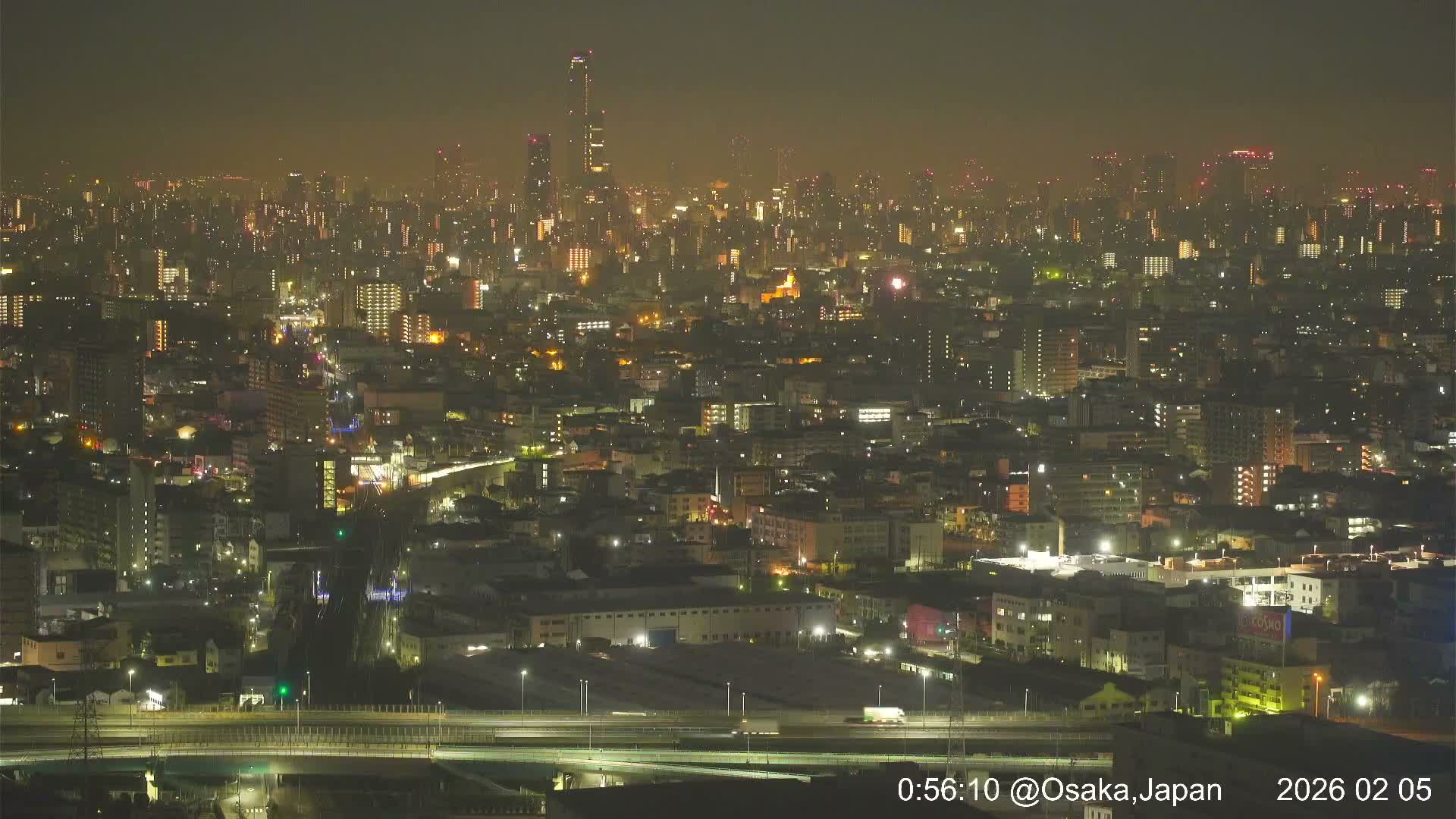 Osaka City Panaromic View from Yao Skyline towards Northeast Live Cam -Ryugecho, Yao, Osaka, Kansai, Honshu, Japan