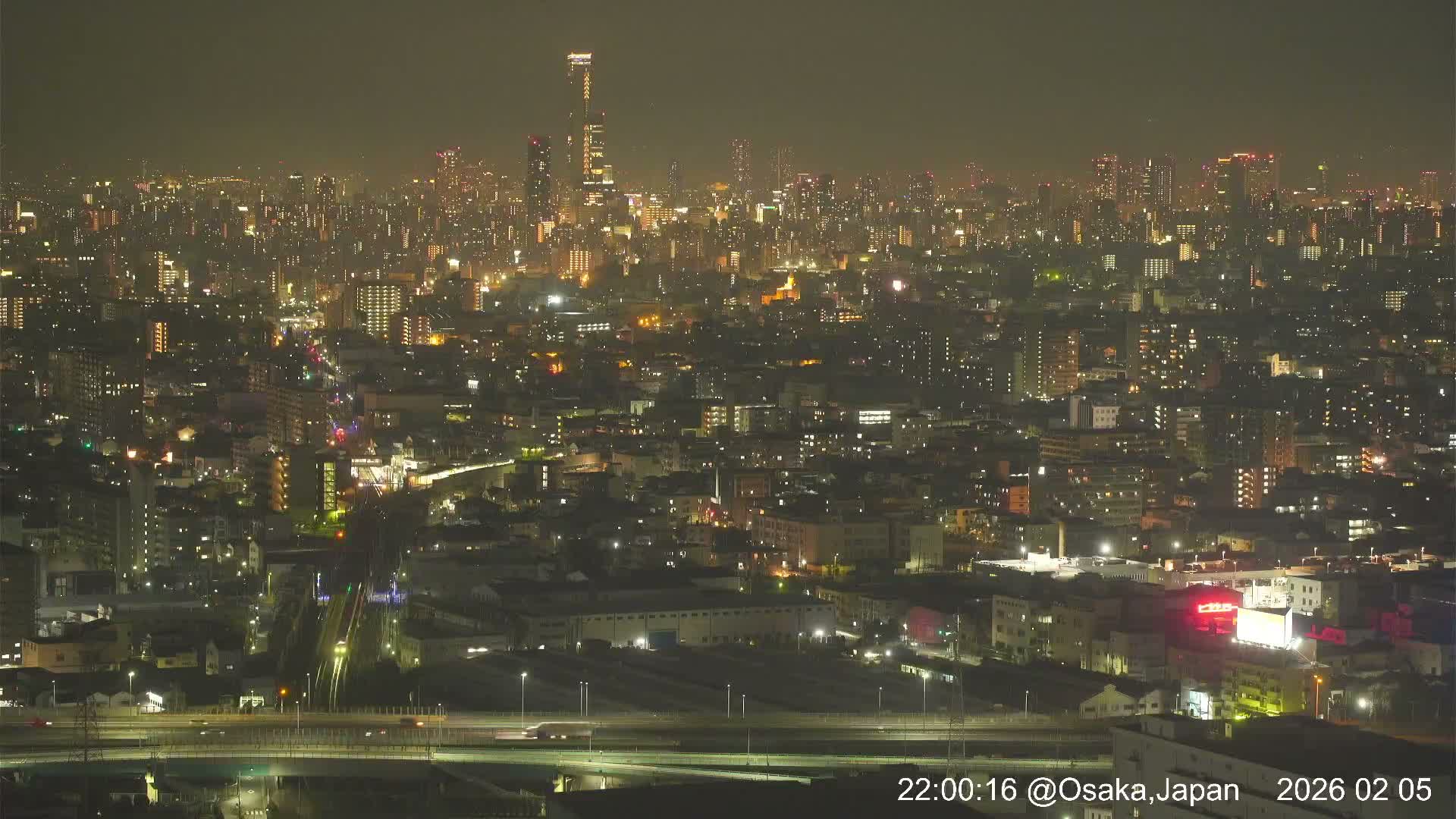 Osaka City Panaromic View from Yao Skyline towards Northeast Live Cam -Ryugecho, Yao, Osaka, Kansai, Honshu, Japan