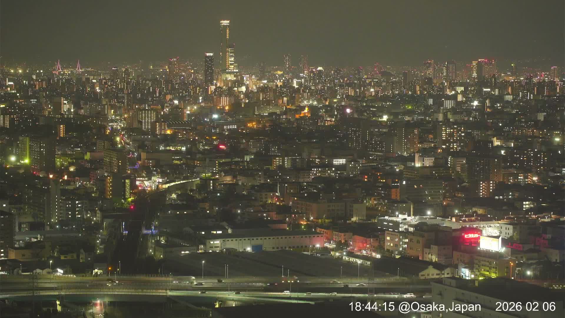 Osaka City Panaromic View from Yao Skyline towards Northeast Live Cam -Ryugecho, Yao, Osaka, Kansai, Honshu, Japan